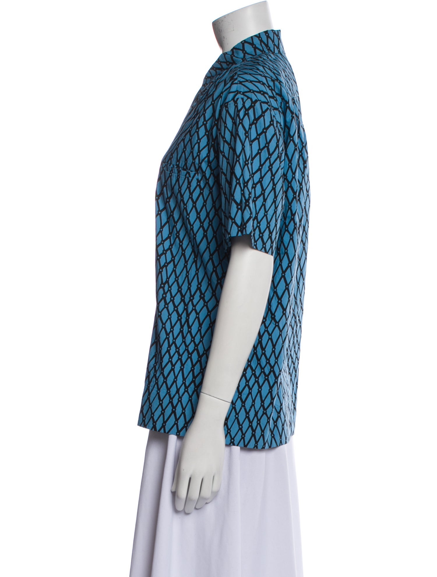 Marni Printed Short Sleeve Button-Up Top