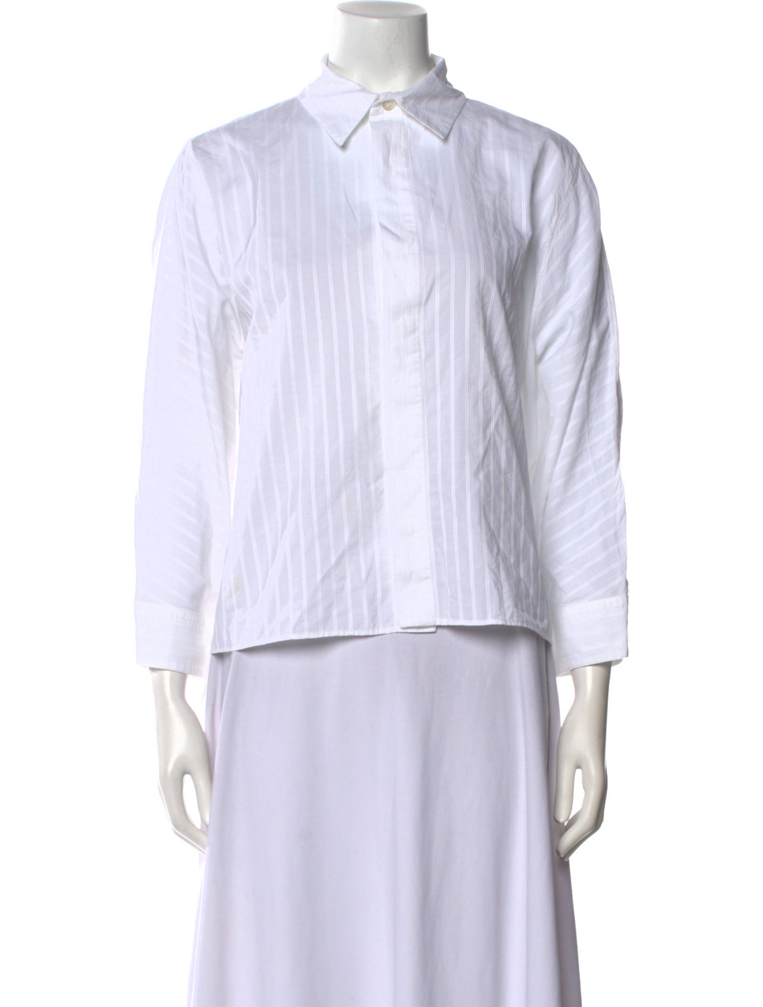 Marni Striped Three-Quarter Sleeve Button-Up Top