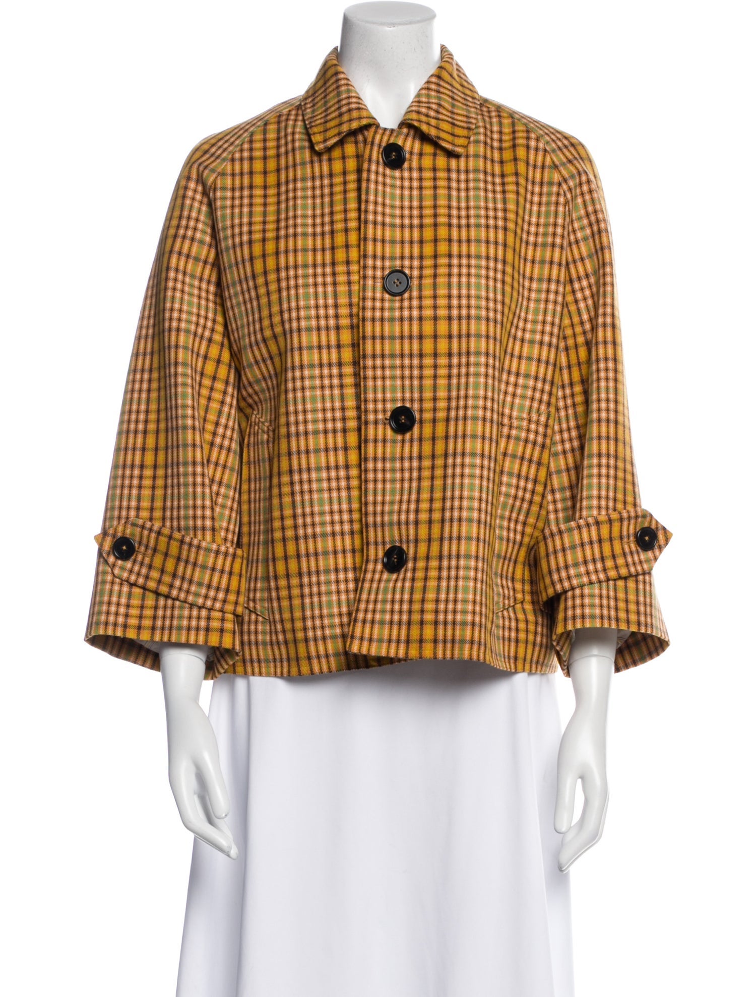 Marni Lamb Leather Plaid Print Jacket