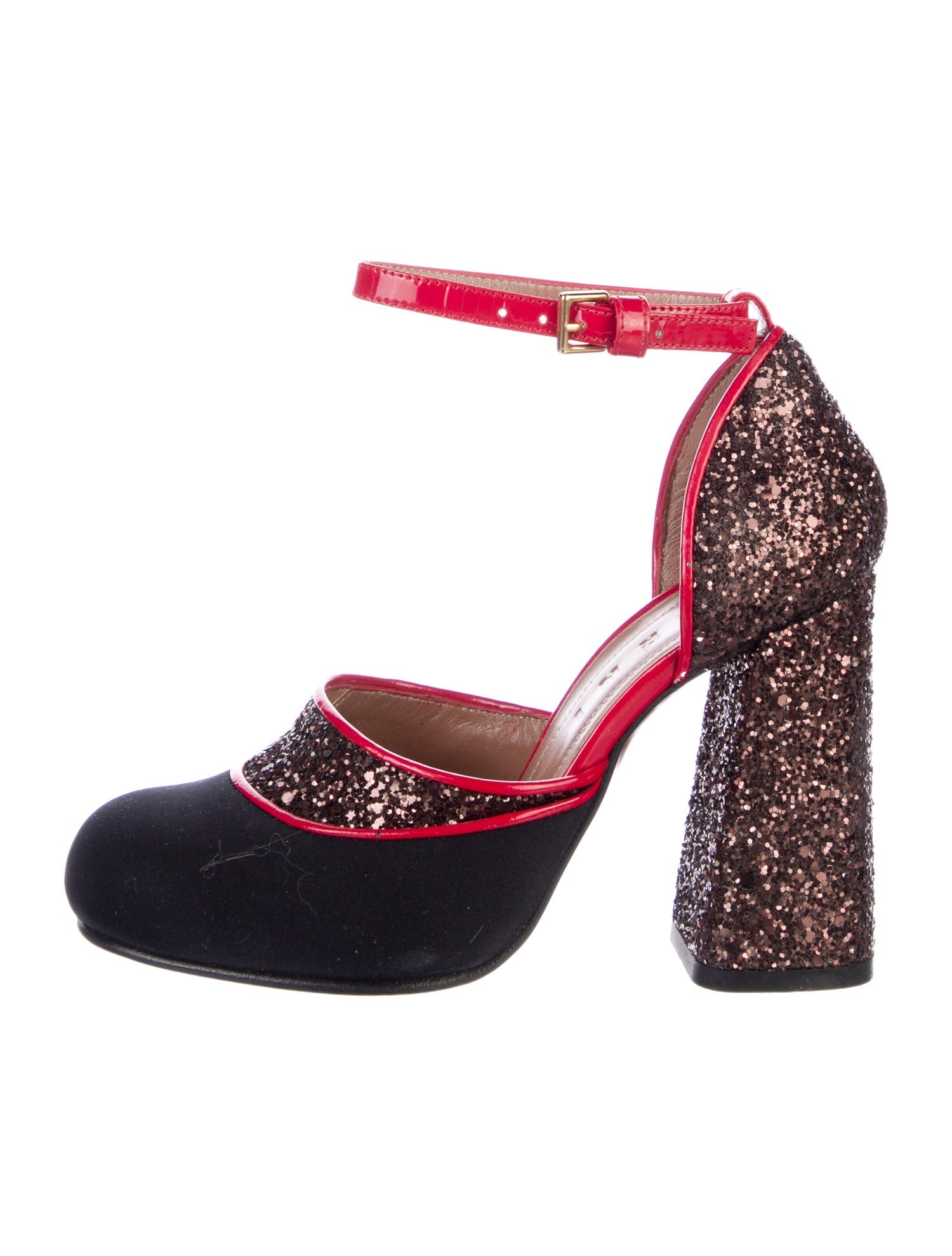 Marni Glitter Colorblock Pattern D'Orsay Pumps