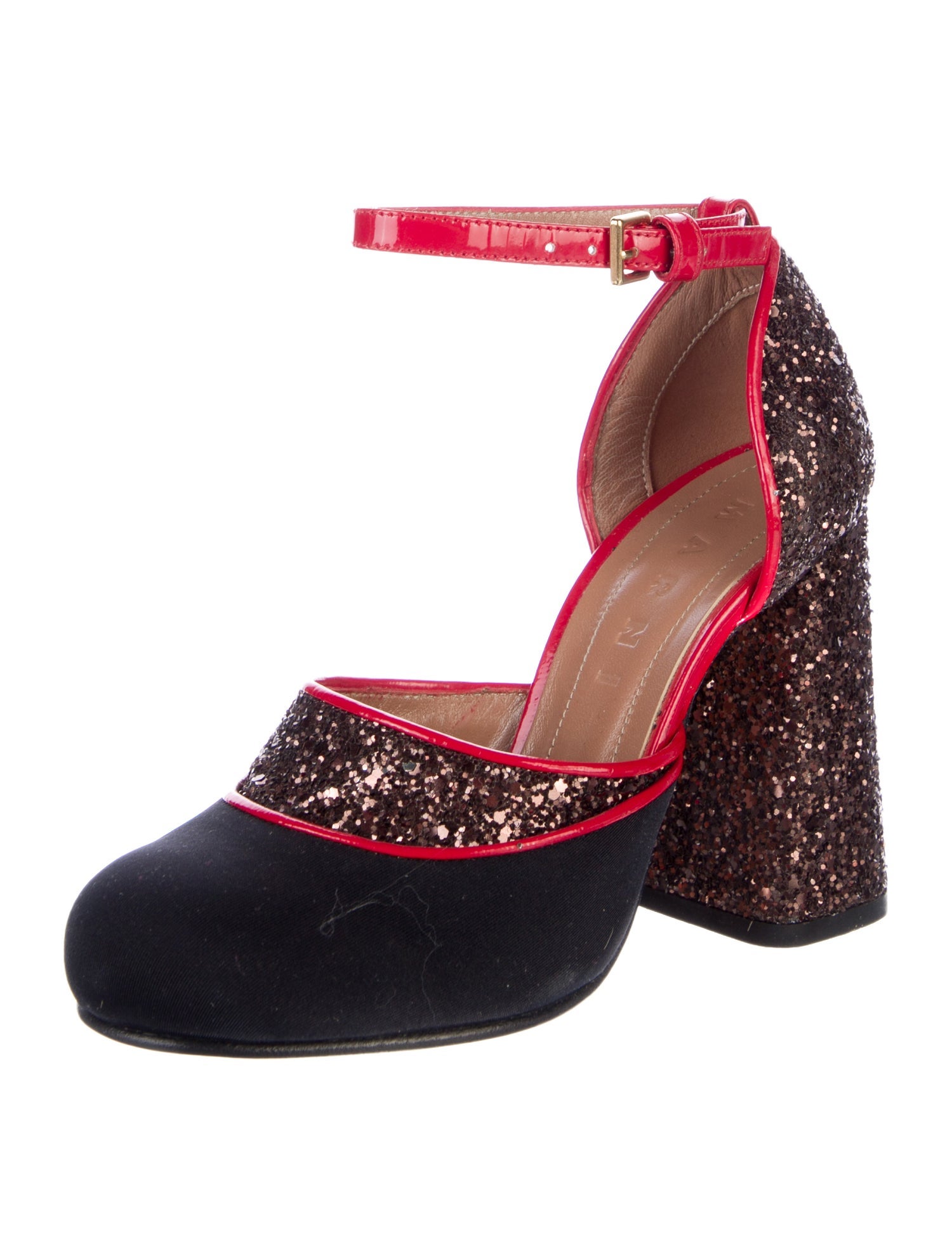 Marni Glitter Colorblock Pattern D'Orsay Pumps