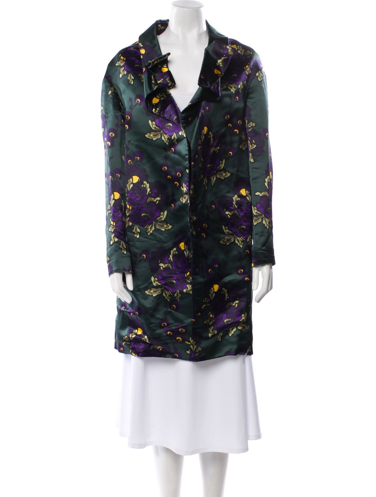 Marni Silk Floral Print Trench Coat