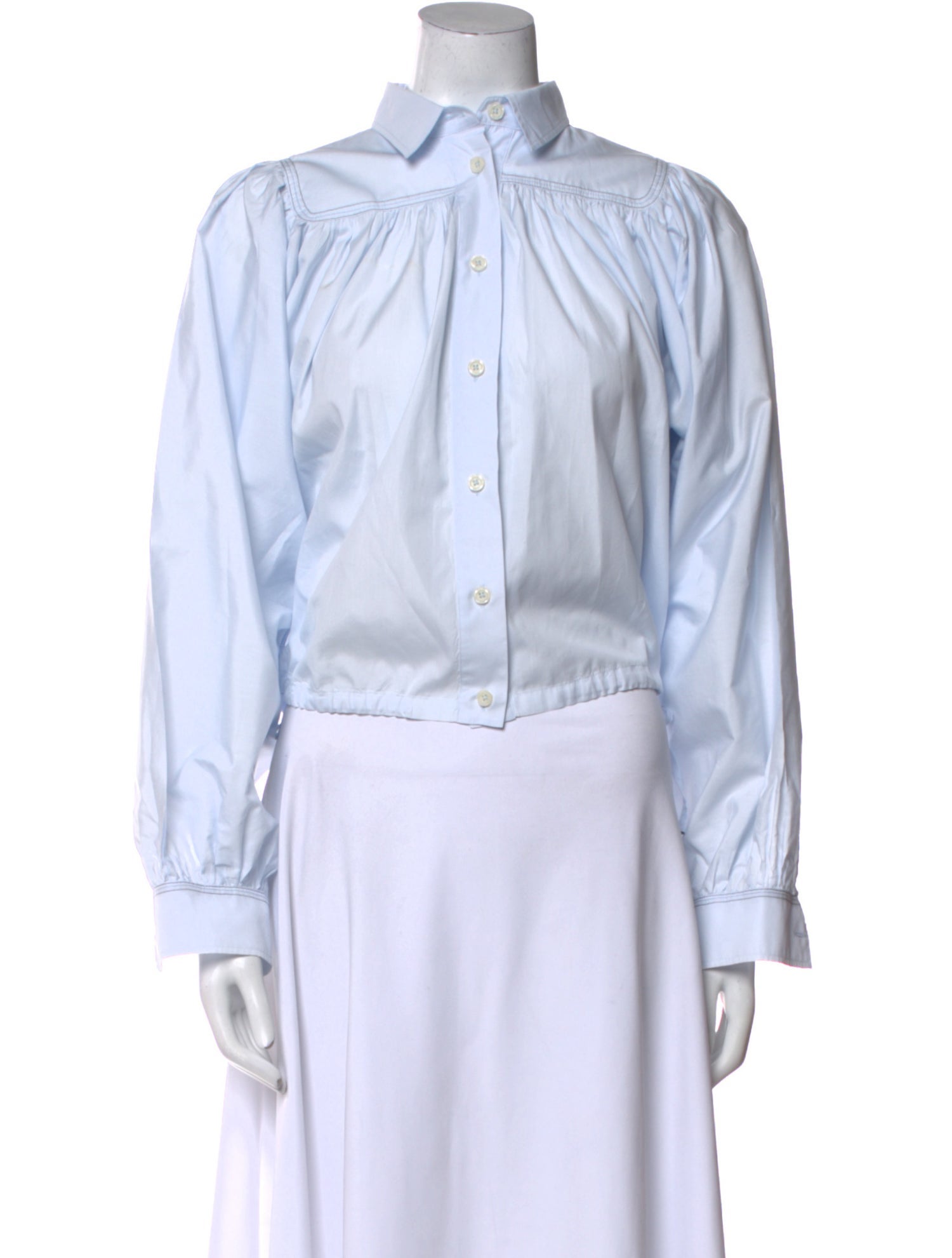 Marni Mock Neck Long Sleeve Button-Up Top