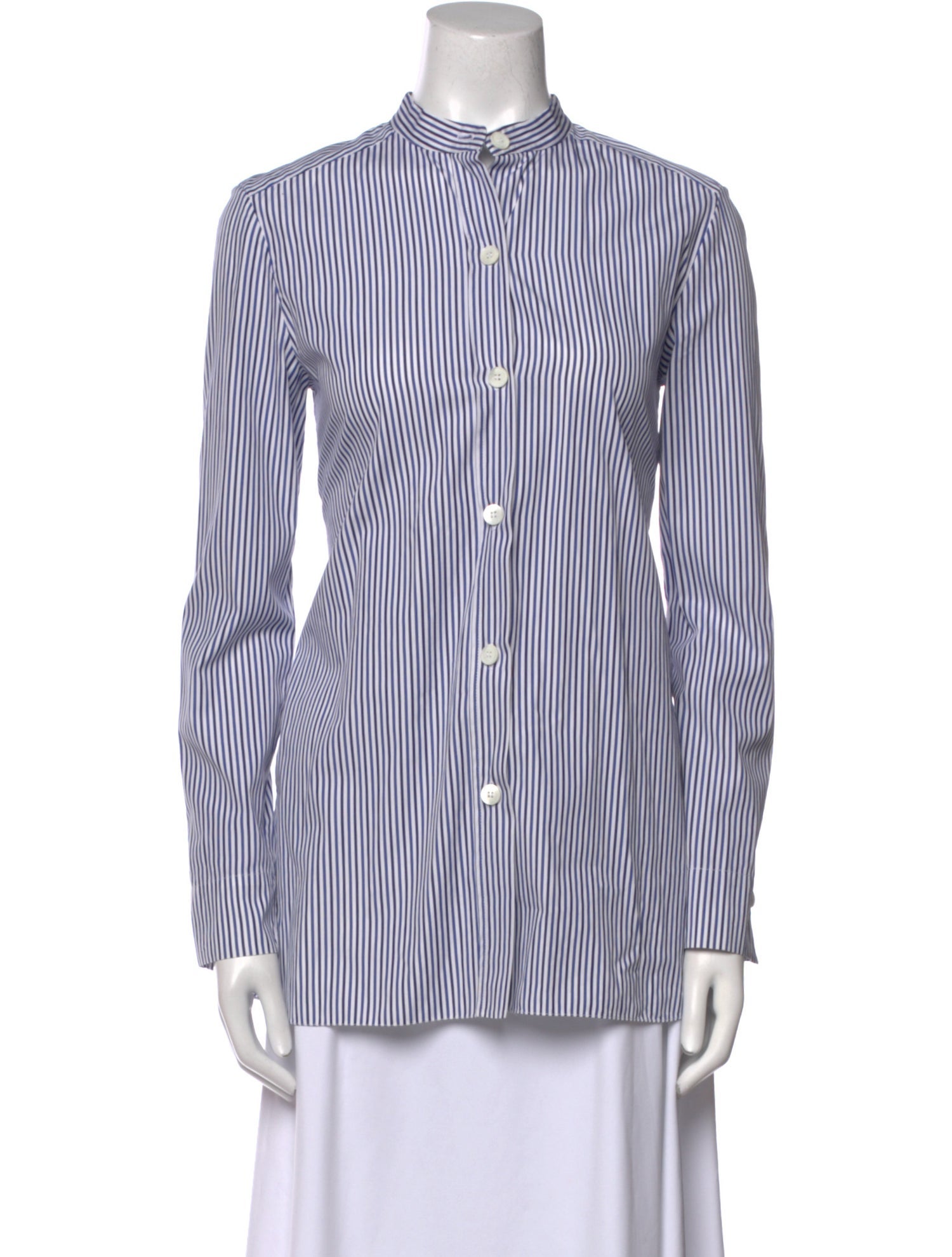 Marni Striped Mock Neck Button-Up Top