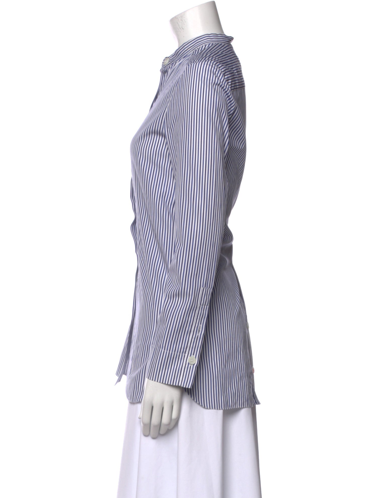 Marni Striped Mock Neck Button-Up Top