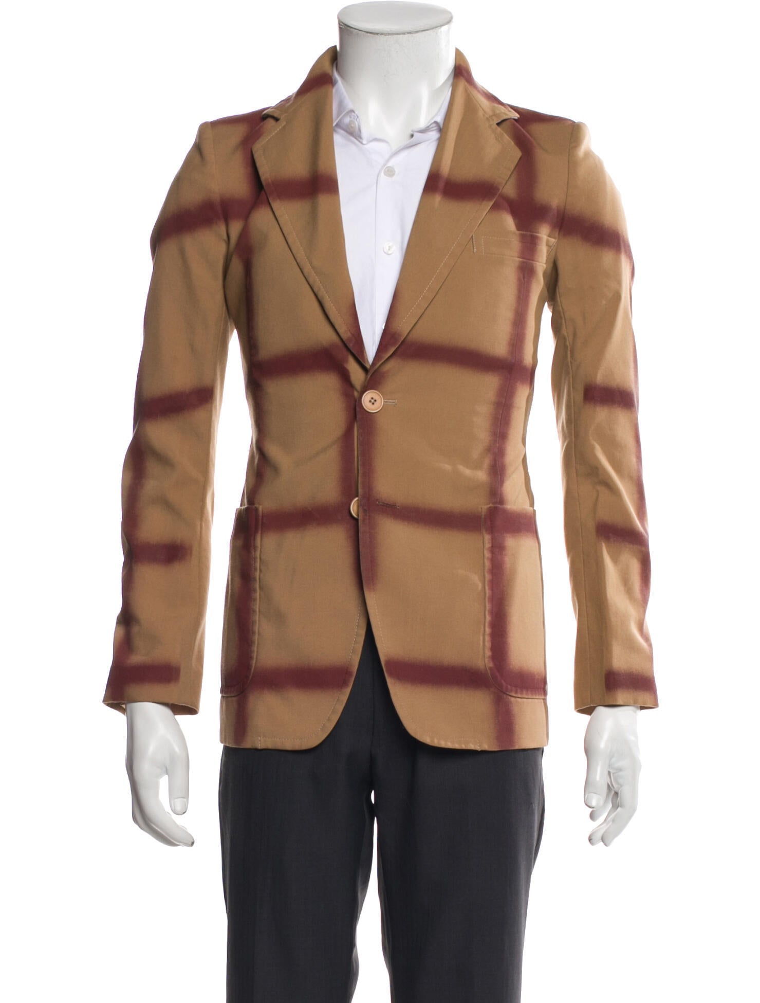 Marni Virgin Wool Plaid Print Blazer