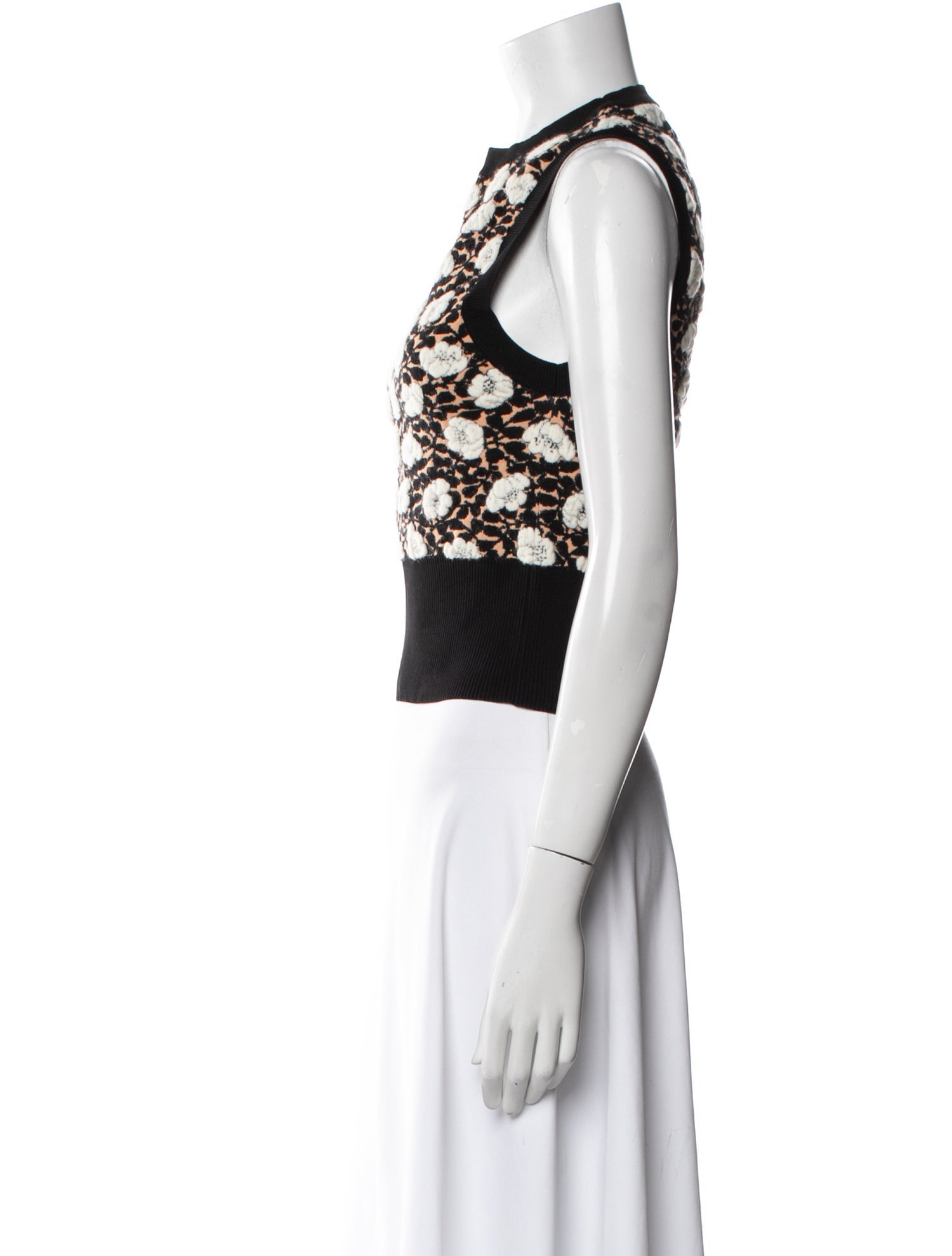 Marni Floral Print Crew Neck Crop Top