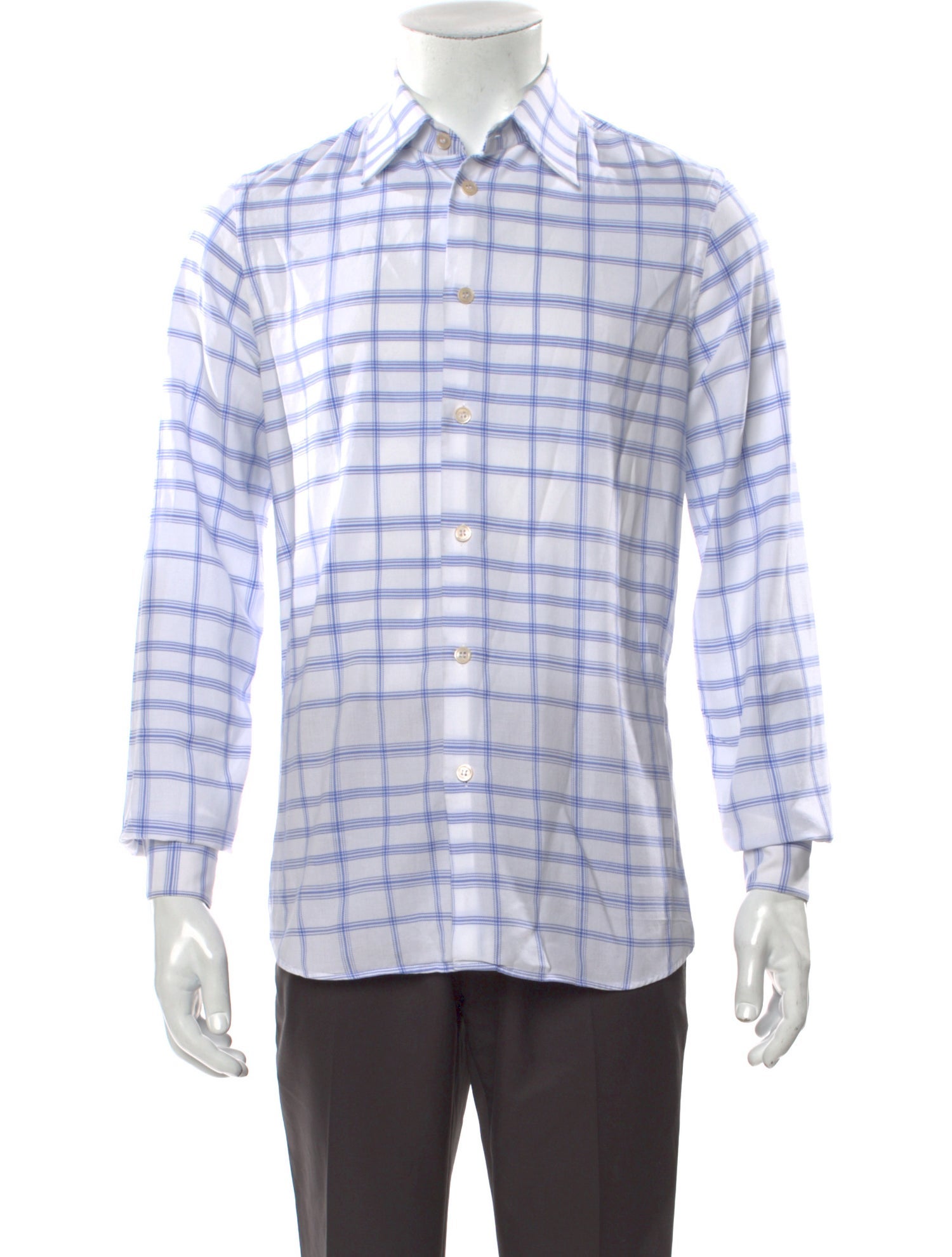 Marni Plaid Print Long Sleeve Dress Shirt