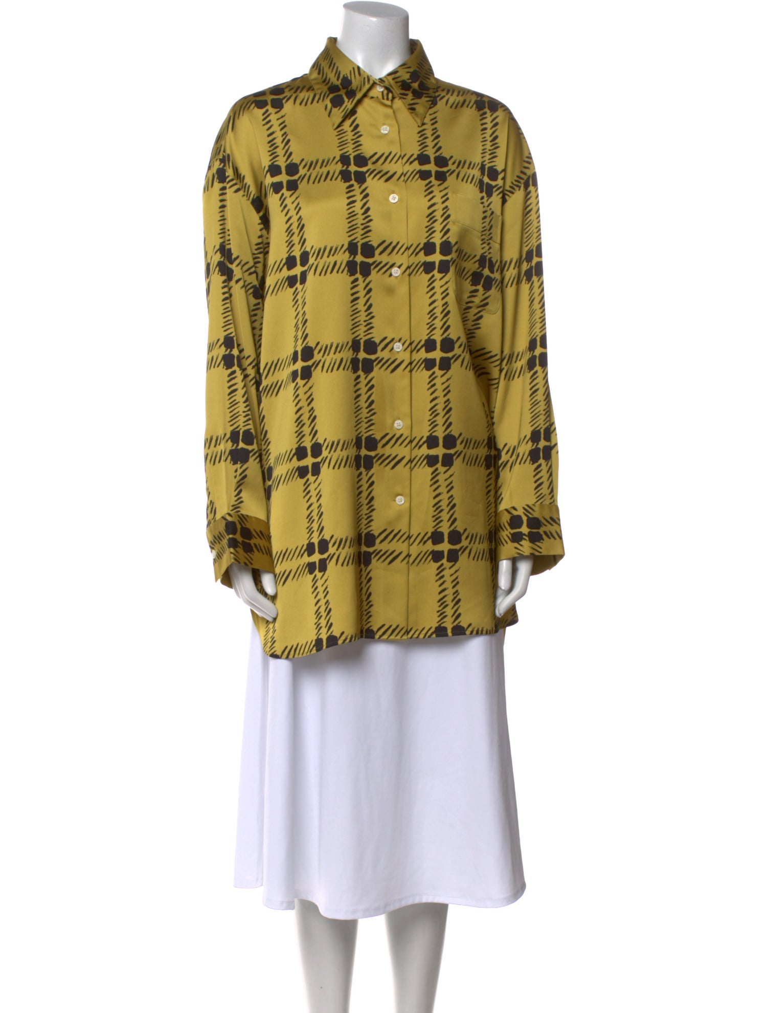 Marni Plaid Print Long Sleeve Tunic