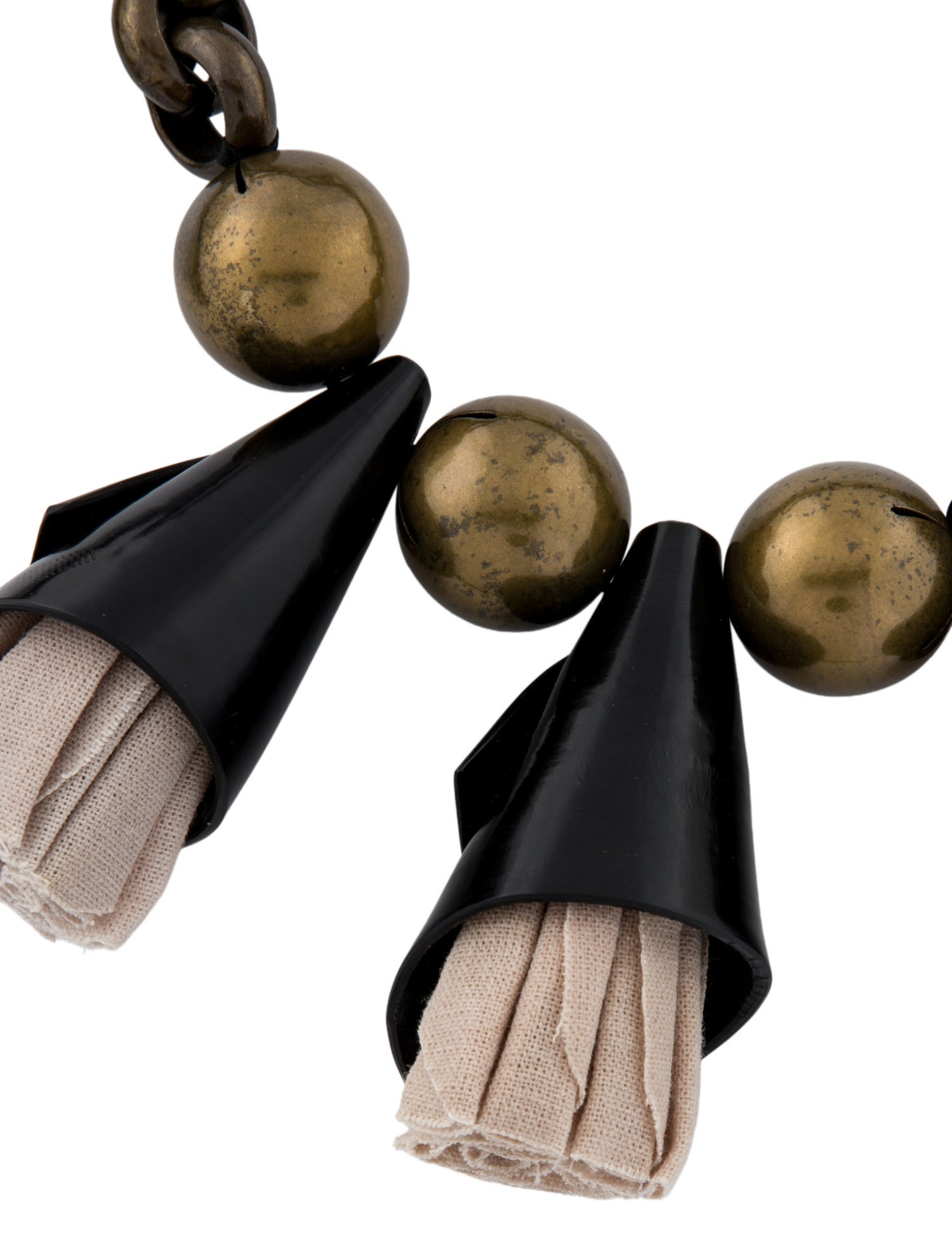 Marni Leather, Horn & Fabric Collar Necklace