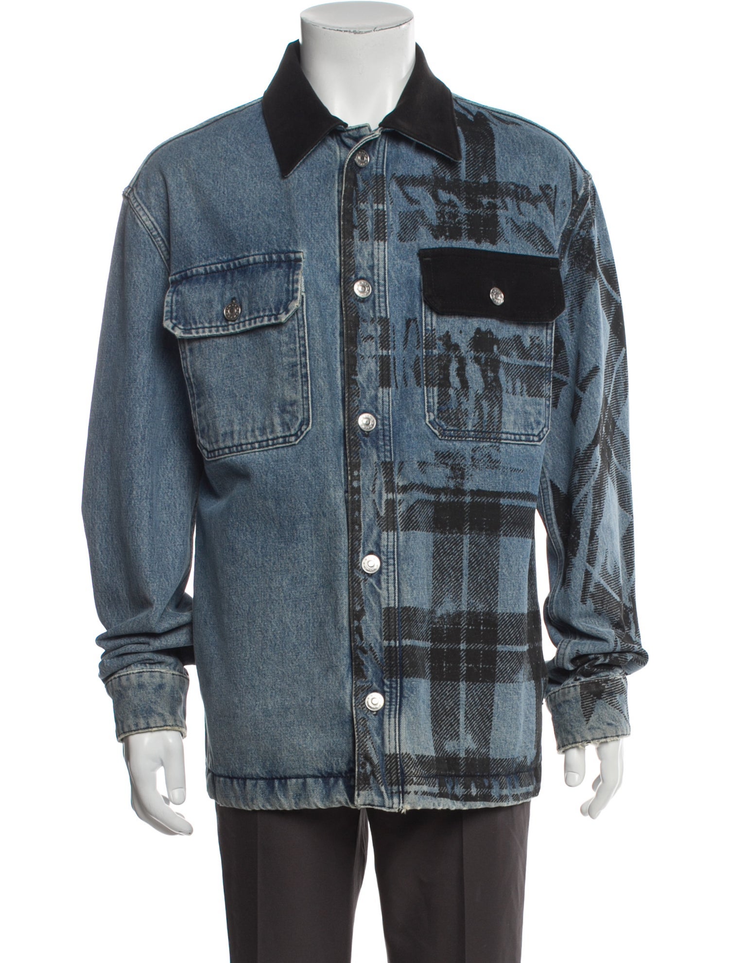 Marni Plaid Print Denim Jacket