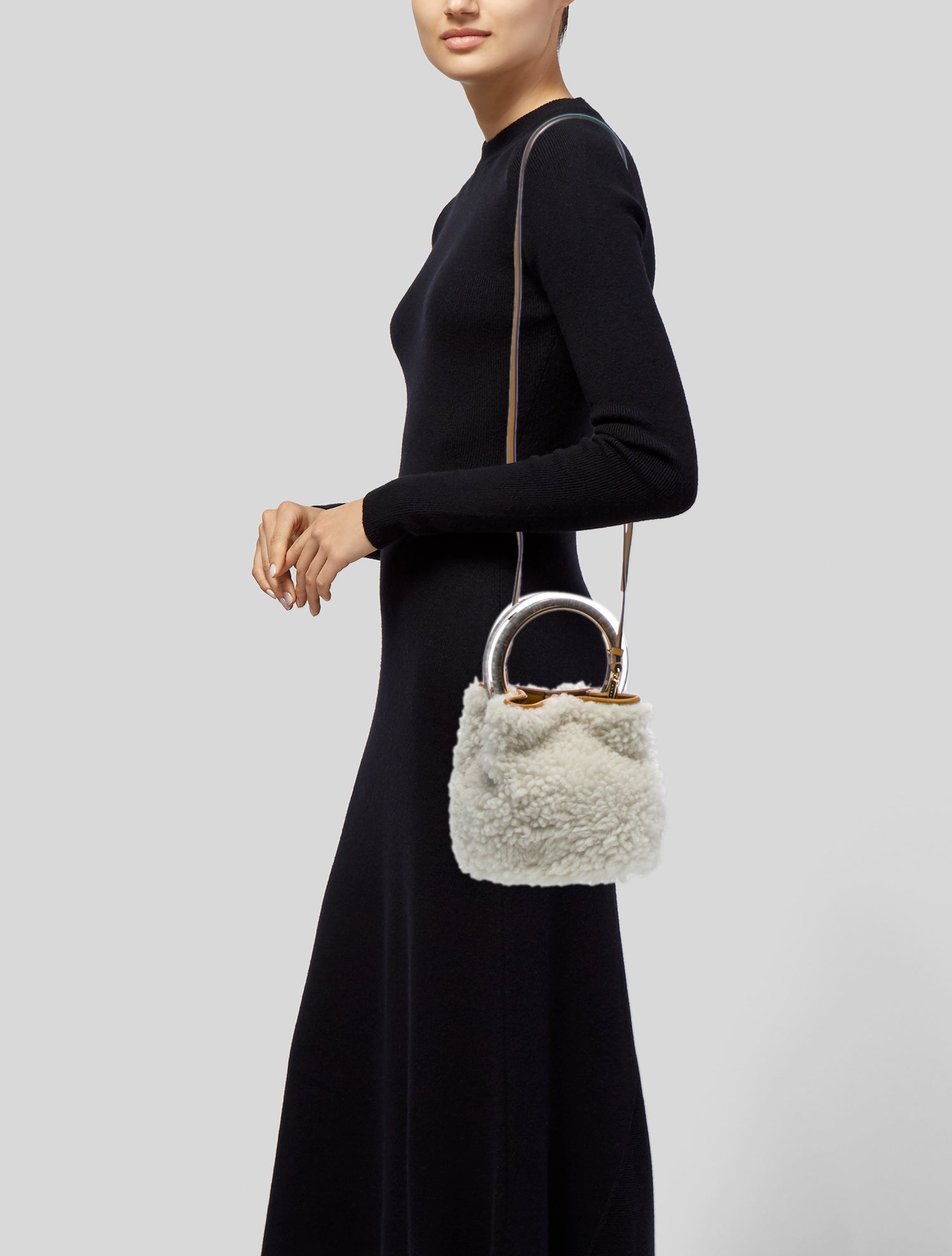 Marni Faux Fur Top Handle Bag