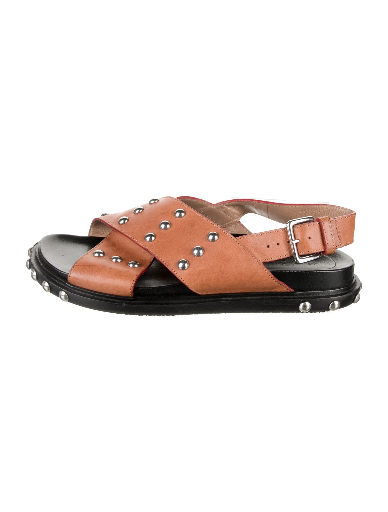 Marni Leather Studded Accents Slingback Sandals