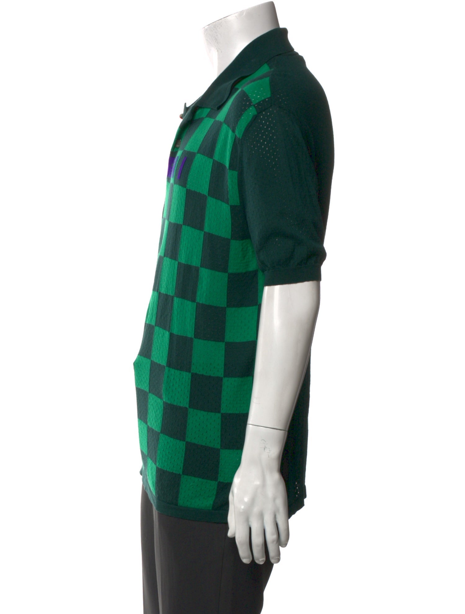 Marni Plaid Print Crew Neck Polo Shirt