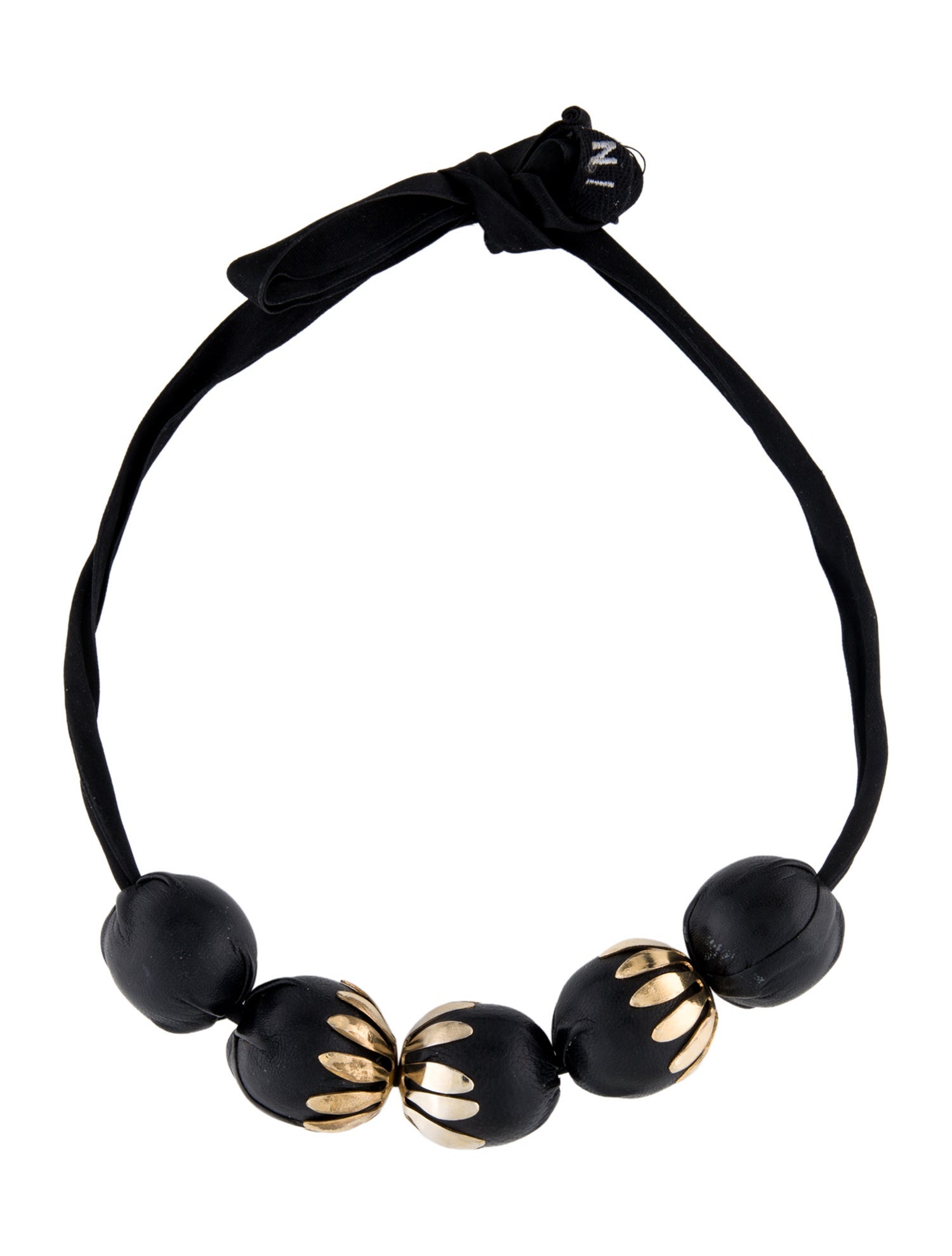 Marni Leather Boules Bead Necklace