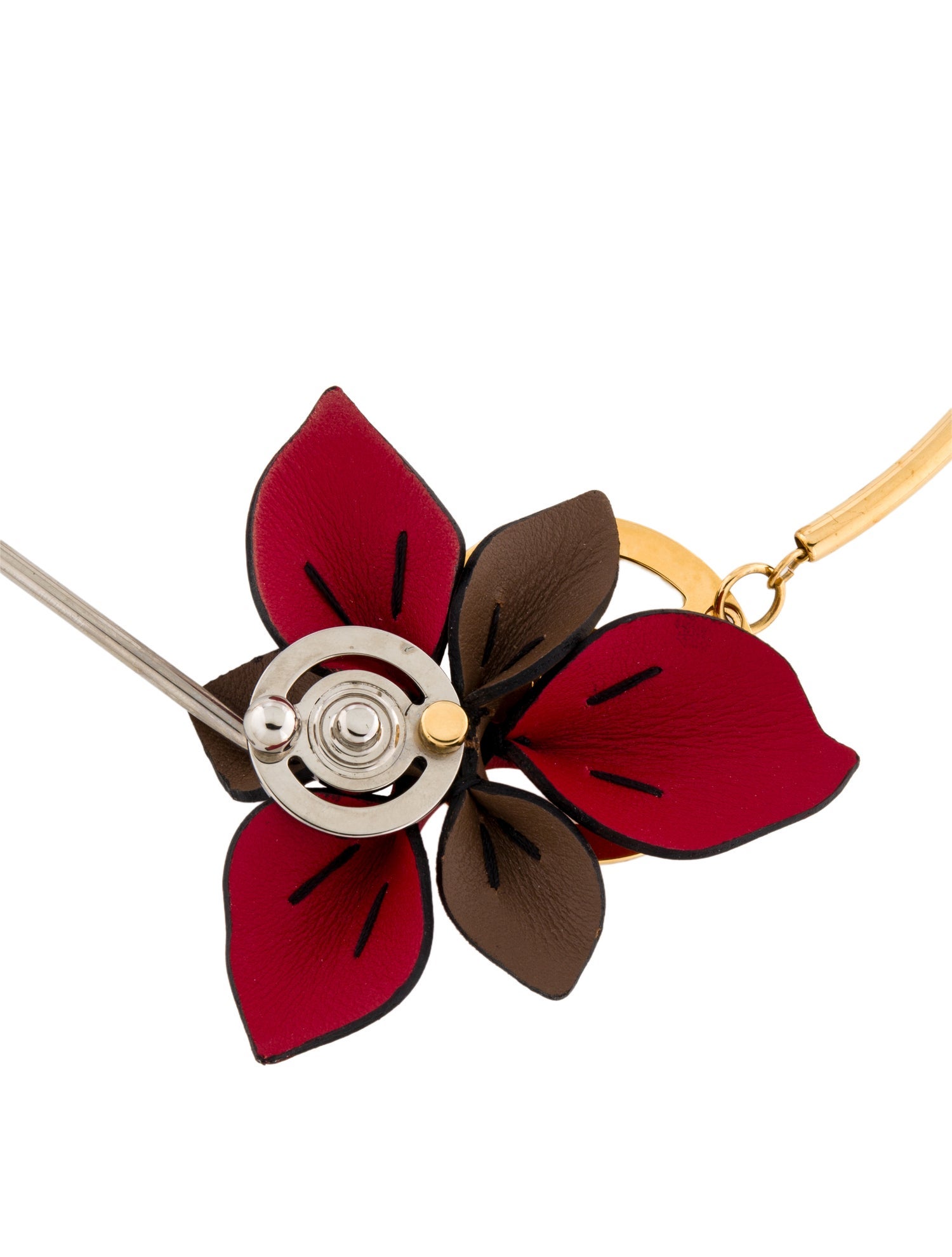 Marni Two-Tone Leather Pendant Necklace