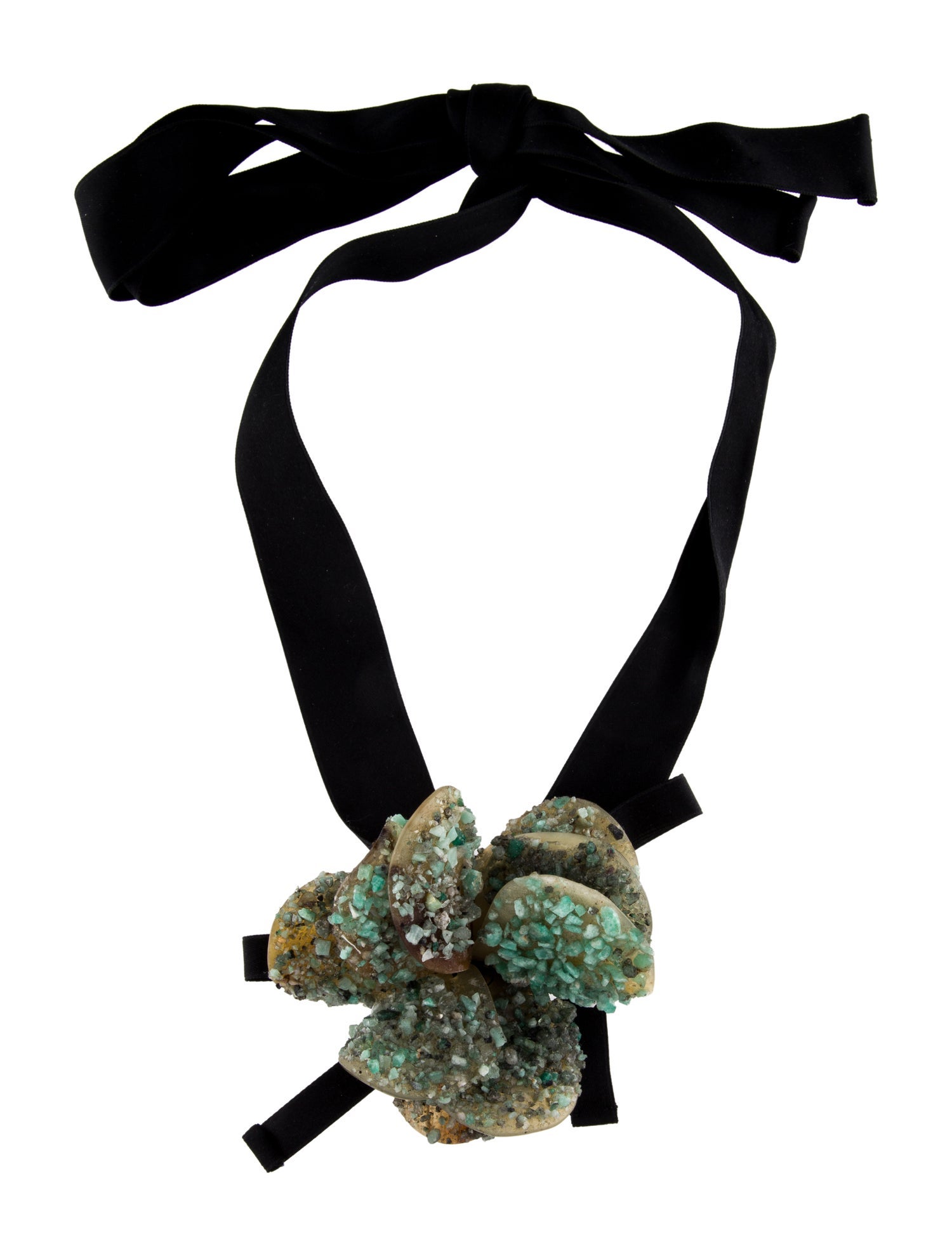 Marni Horn Flower Ribbon Necklace