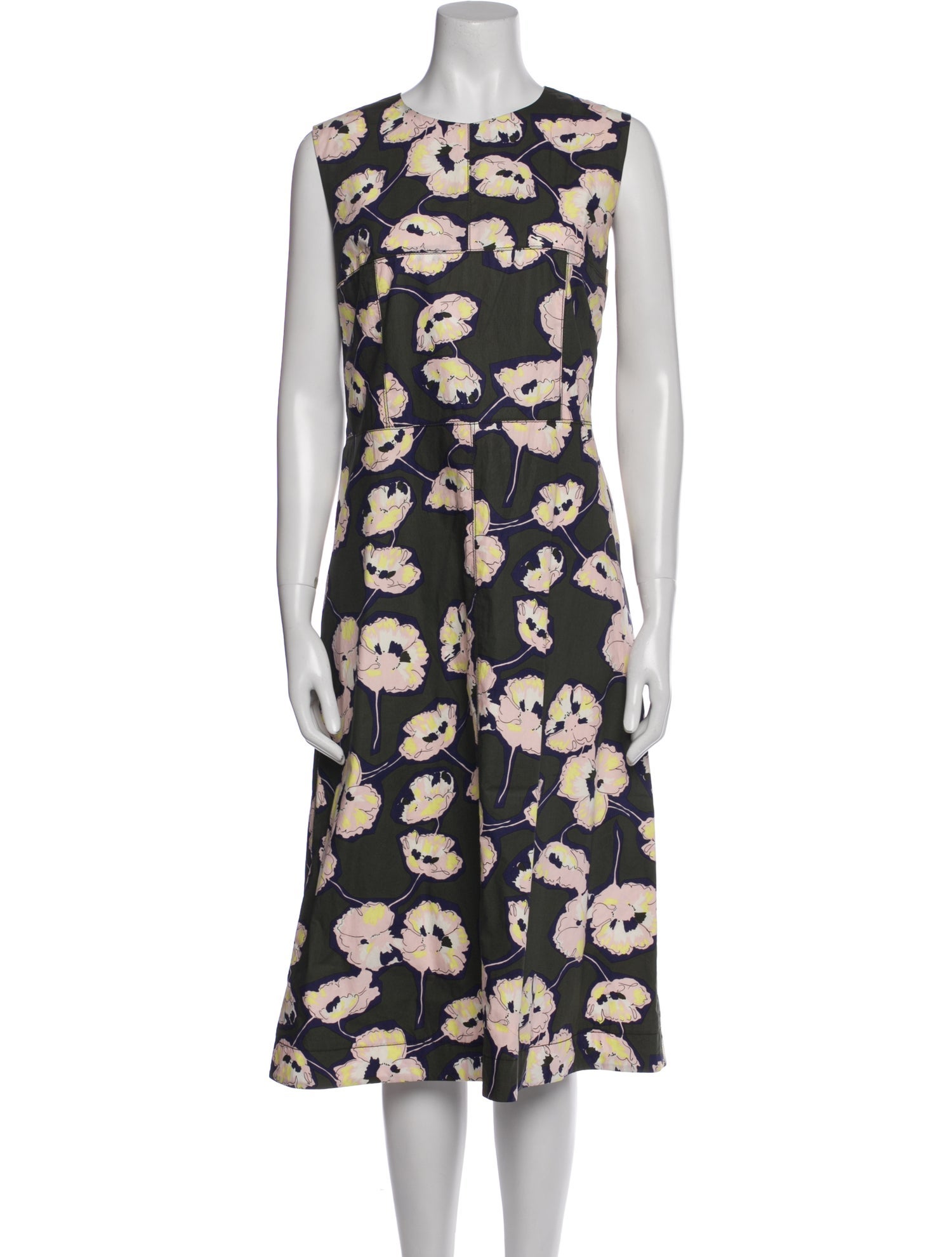 Marni Floral Print Midi Length Dress
