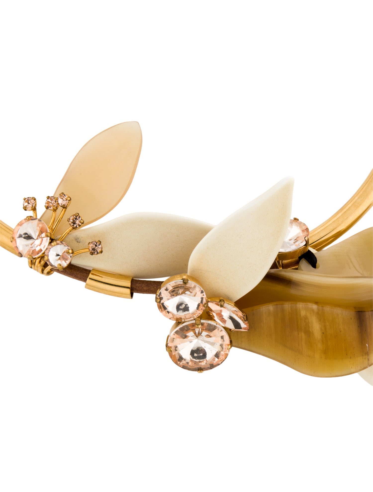 Marni Leather, Horn, and Crystal Pendant Necklace