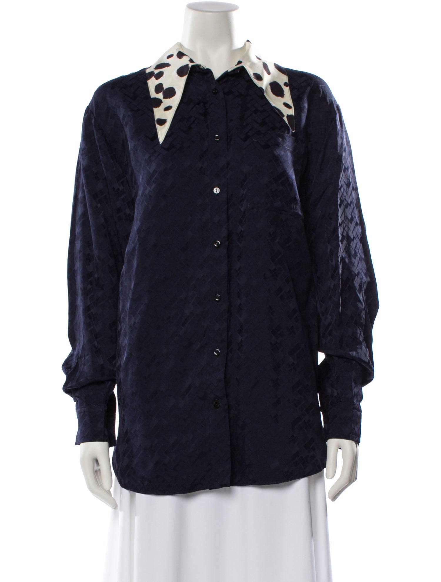 Marni Animal Print Long Sleeve Button-Up Top