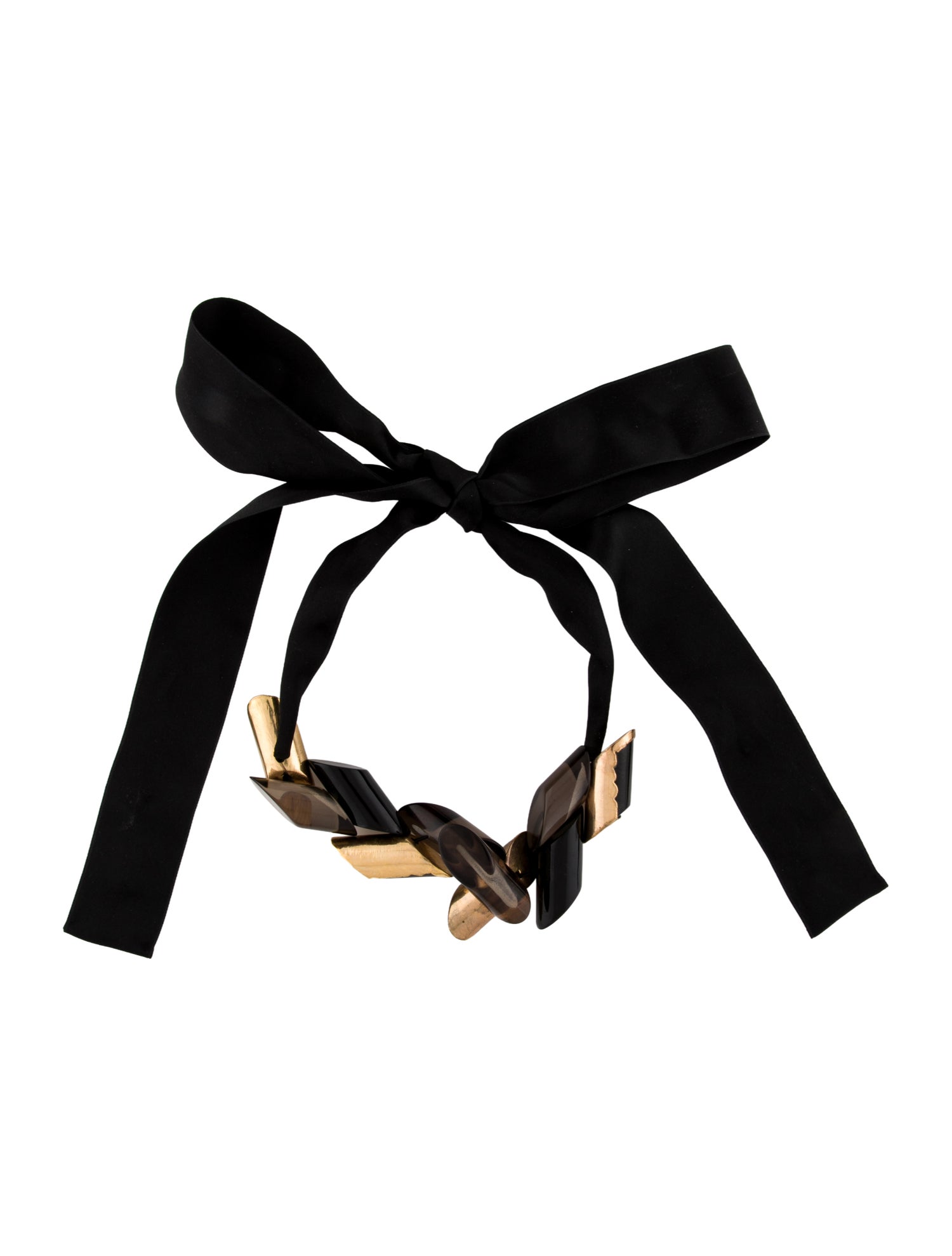 Marni Fabric, Resin, Horn & Ribbon Collar Necklace