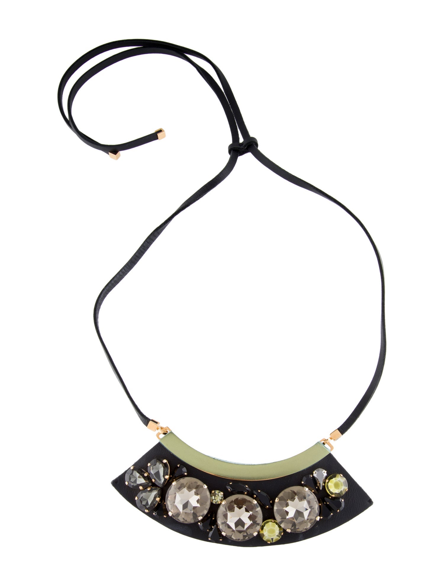 Marni Leather & Crystal Collar Necklace
