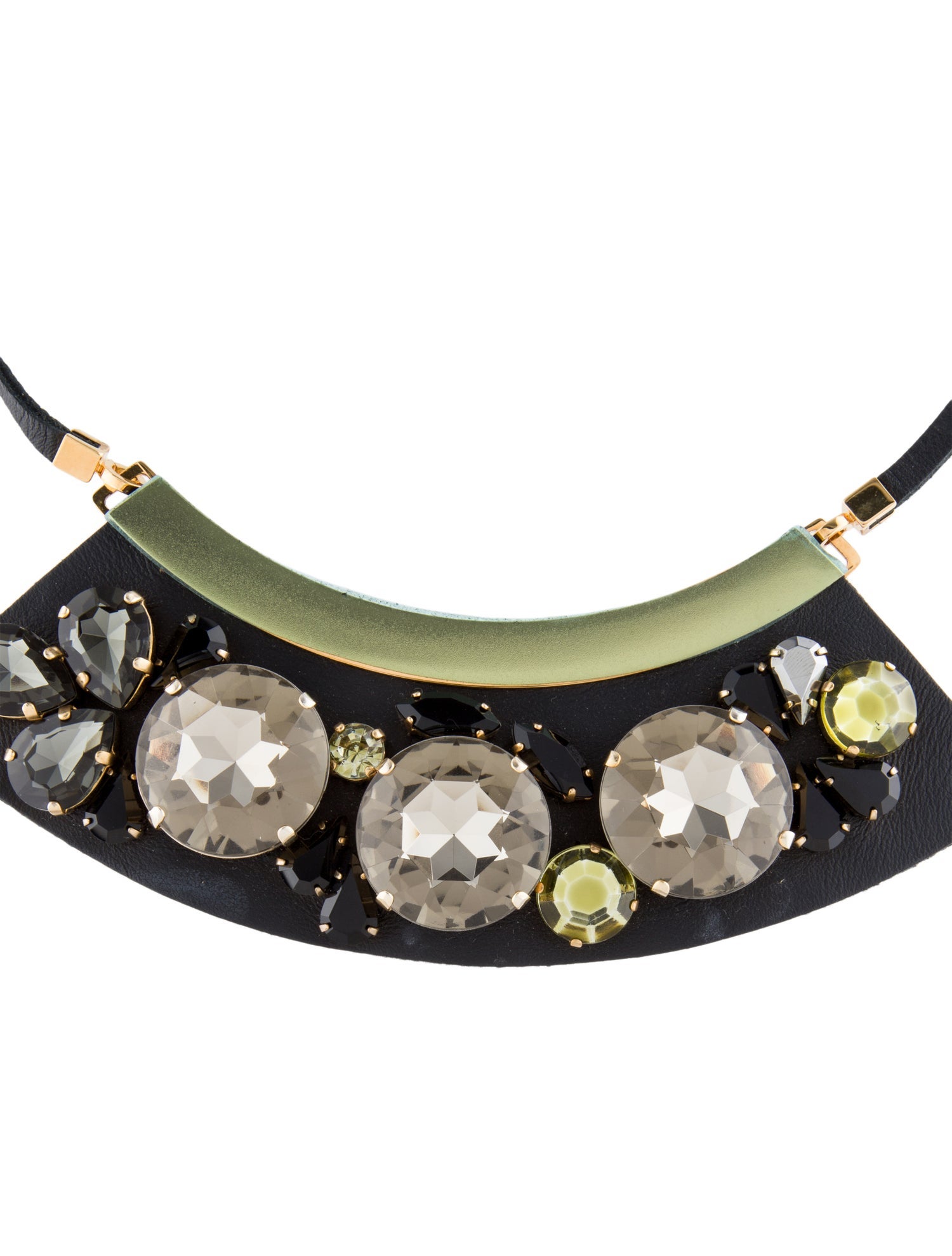 Marni Leather & Crystal Collar Necklace
