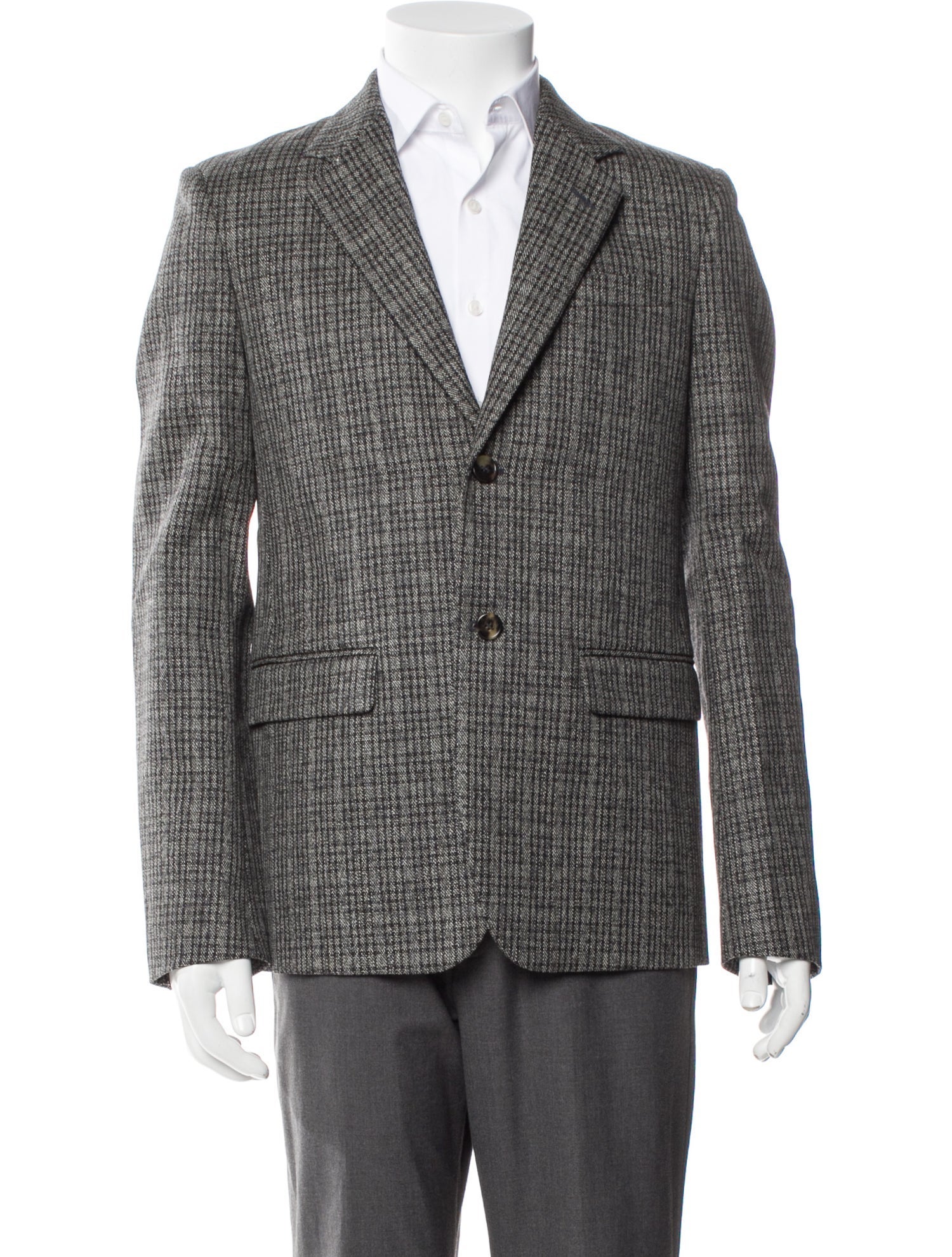 Marni Virgin Wool Plaid Print Peacoat