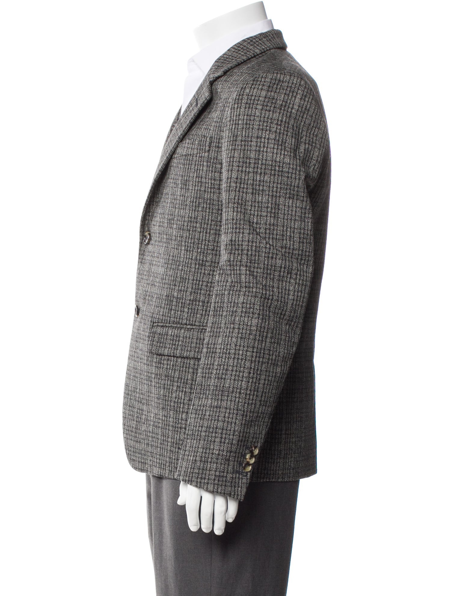 Marni Virgin Wool Plaid Print Peacoat