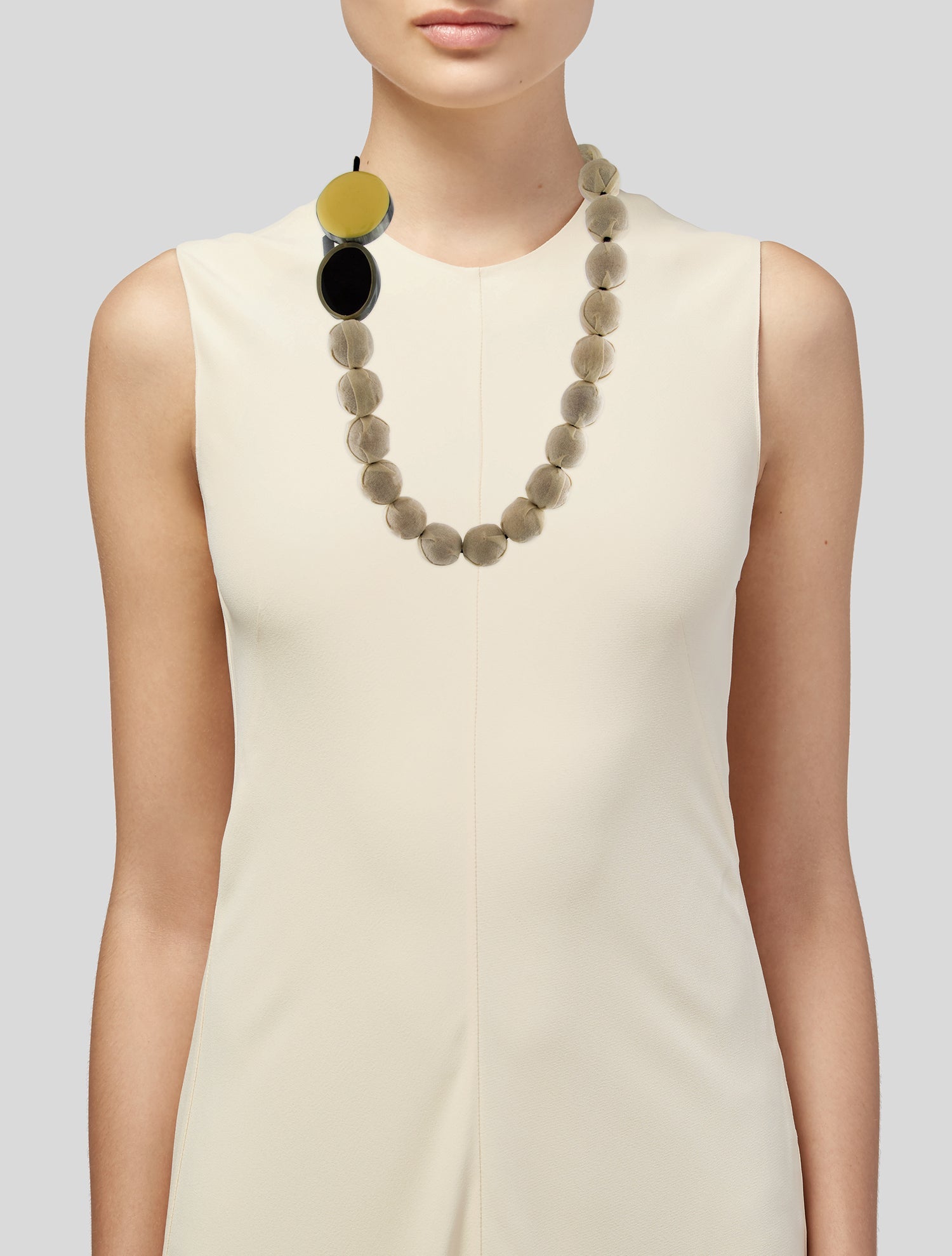 Marni Horn, Enamel & Fabric Ribbon Collar Necklace