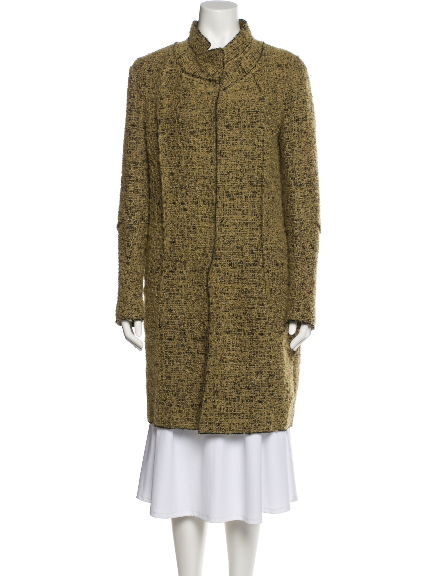 Marni Tweed Pattern Faux Fur Coat
