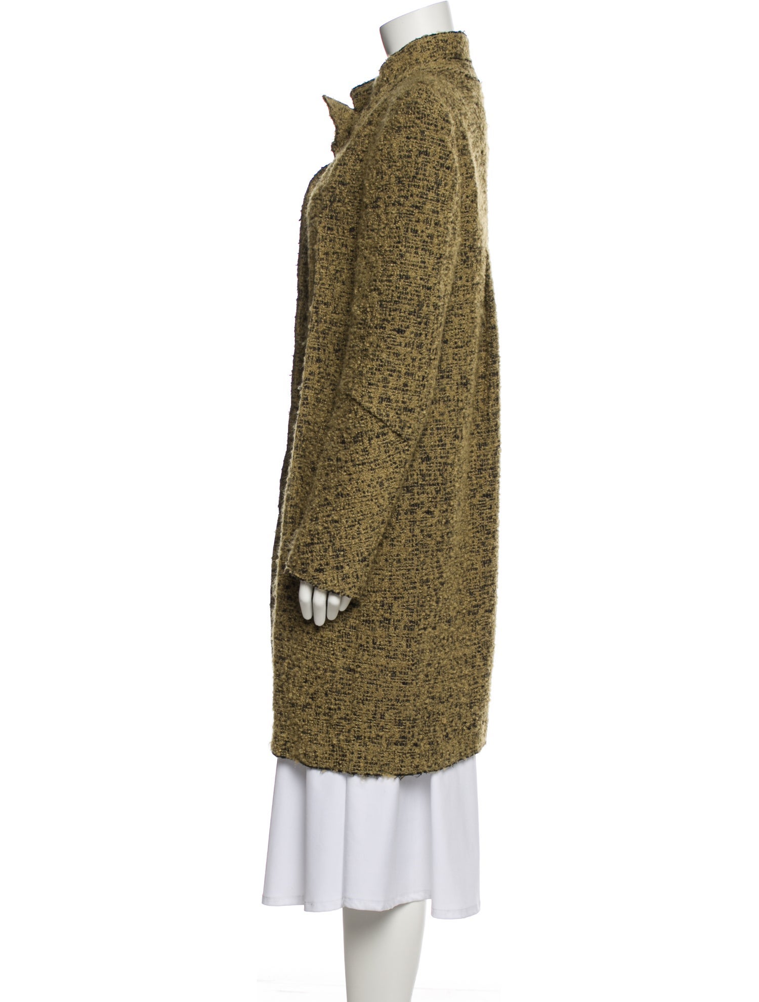 Marni Tweed Pattern Faux Fur Coat