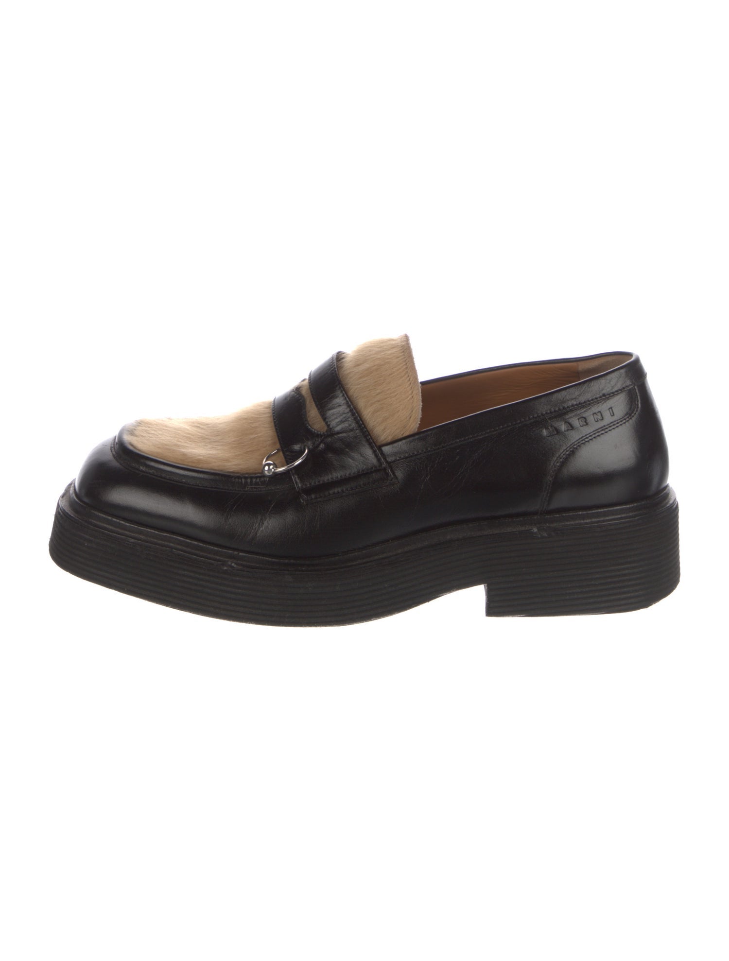 Marni Leather Colorblock Pattern Dress Loafers