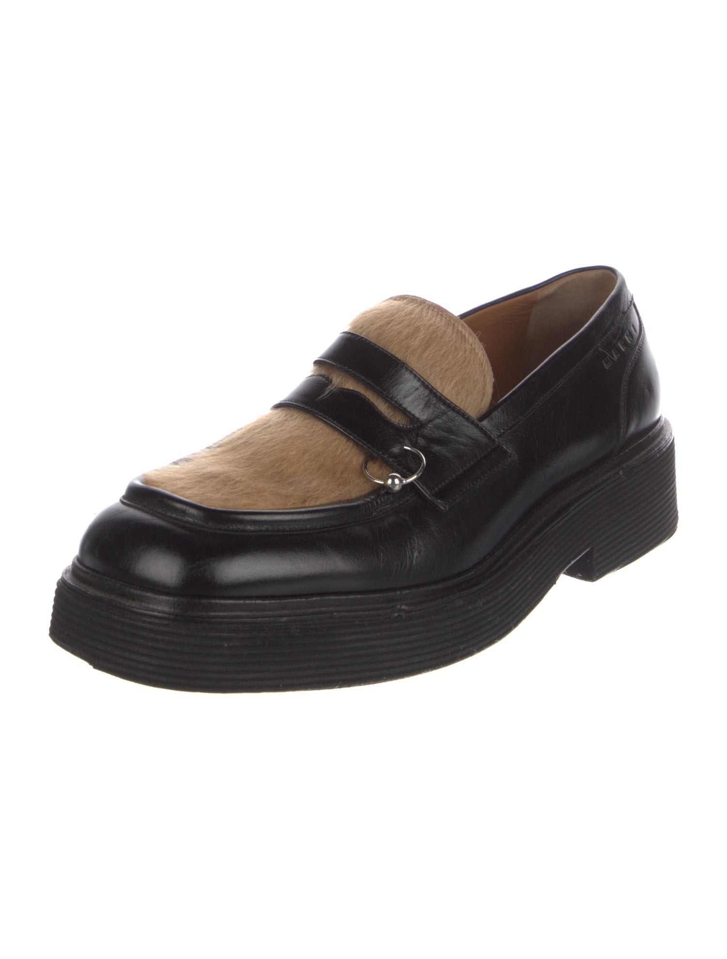 Marni Leather Colorblock Pattern Dress Loafers