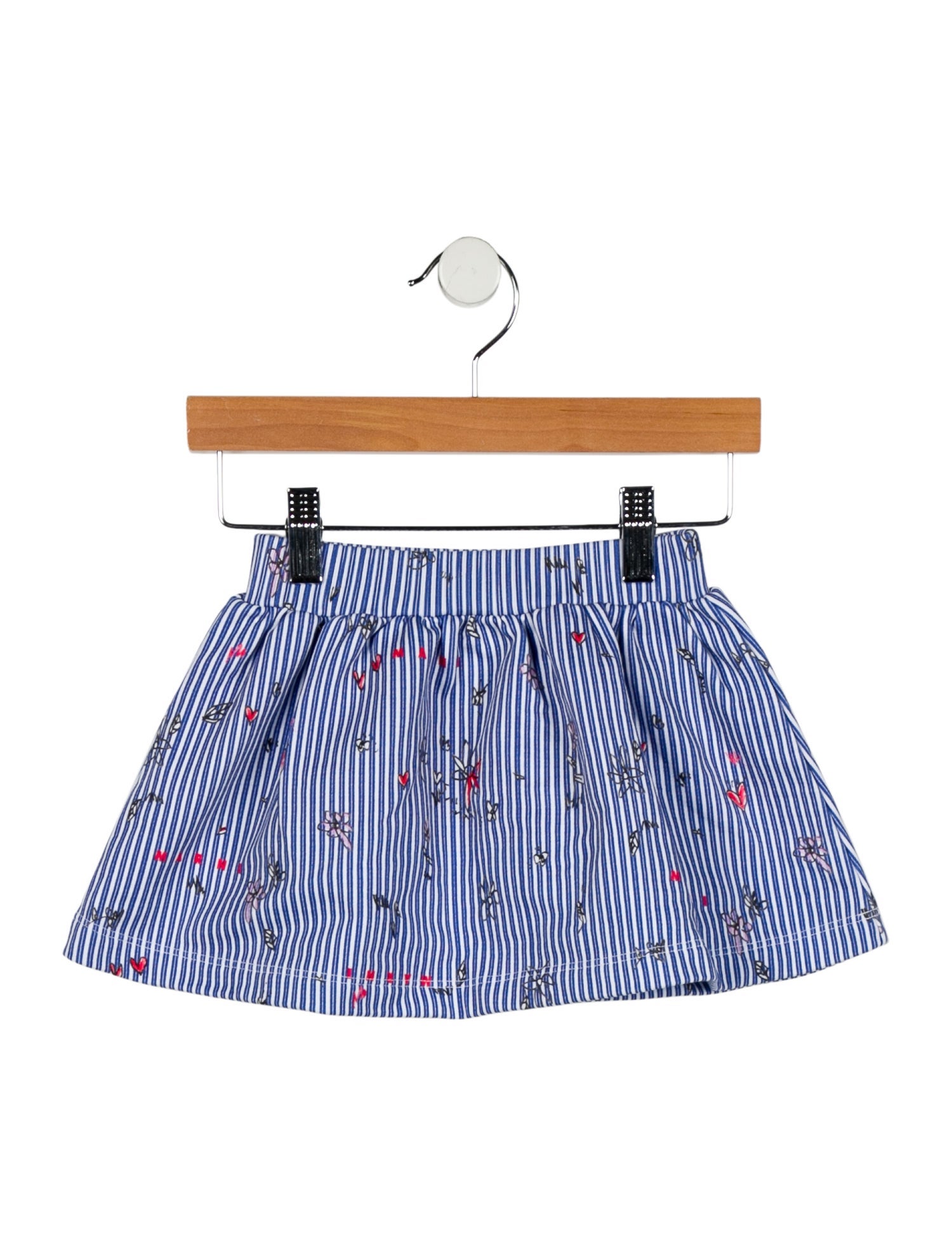 Marni Toddler Girls' Floral and Heart Print Striped Skirt