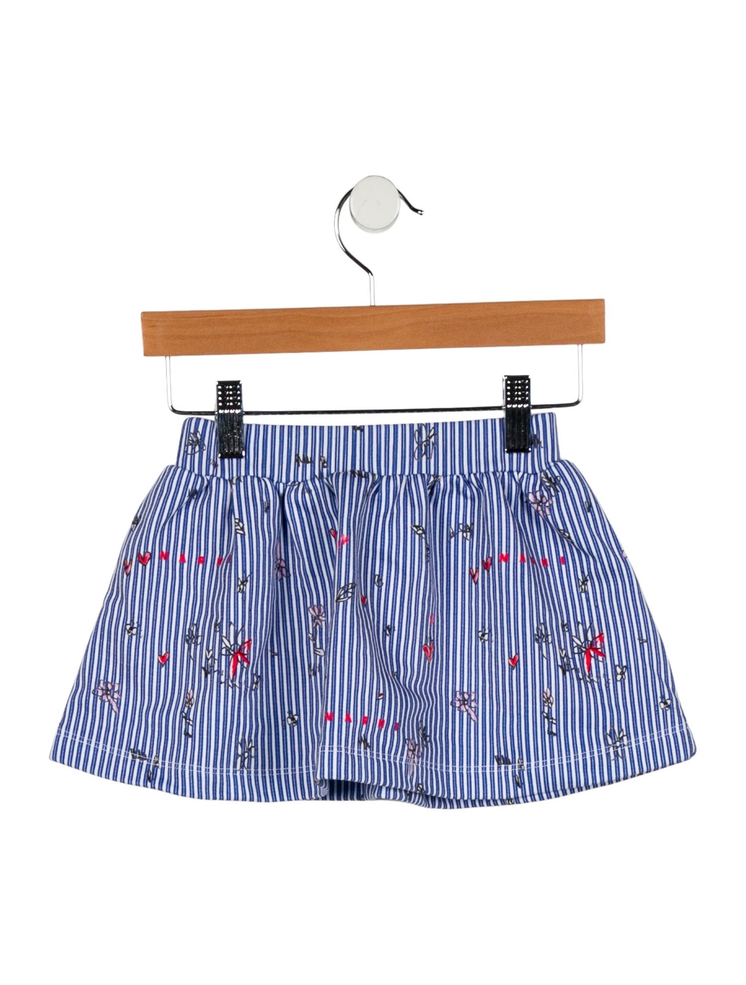 Marni Toddler Girls' Floral and Heart Print Striped Skirt