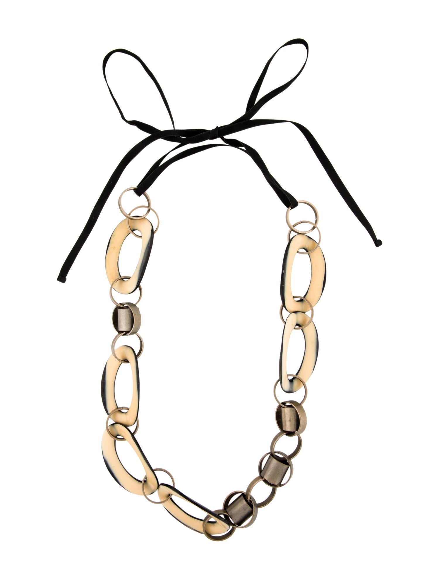 Marni Horn & Ribbon Collar Necklace