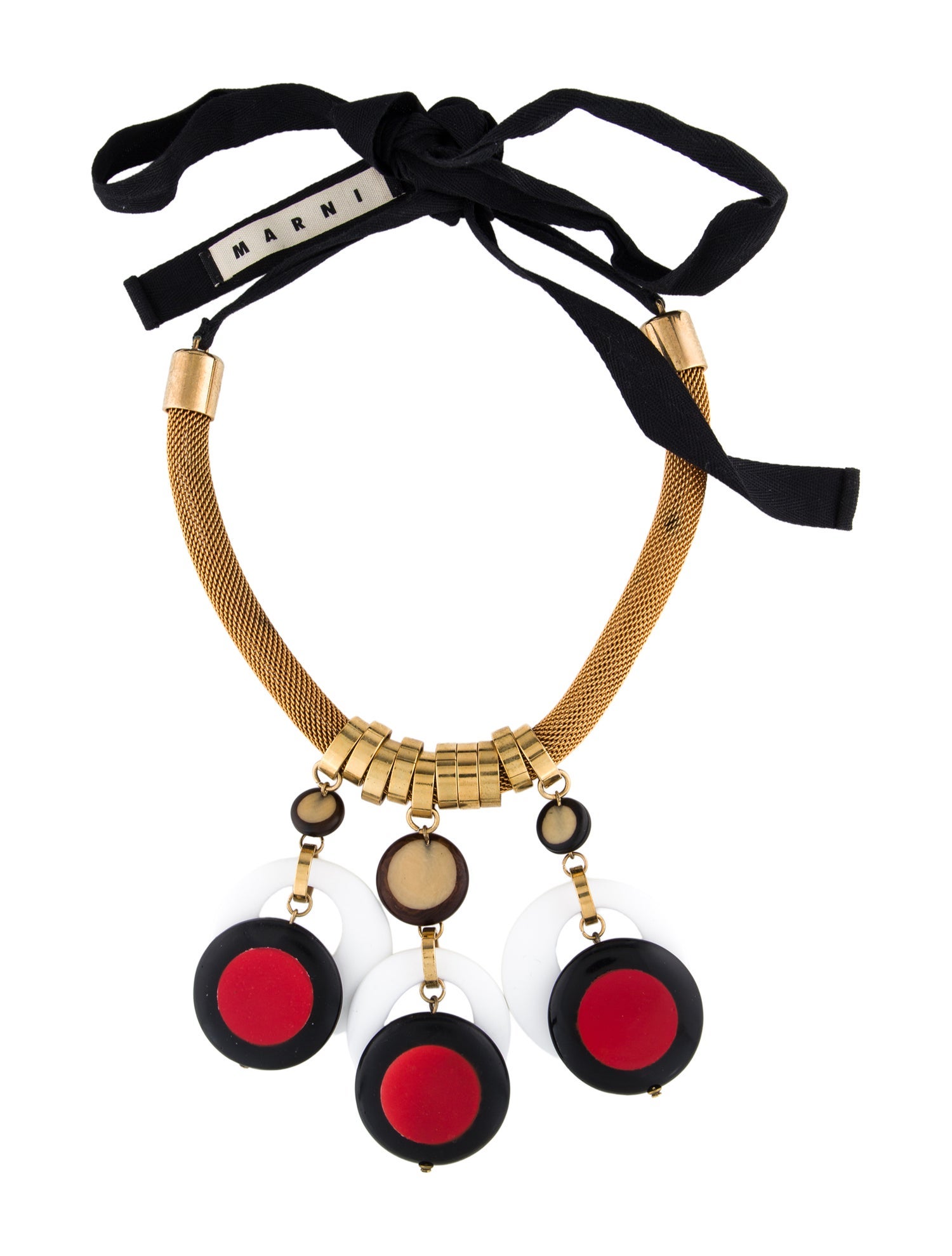 Marni Wood & Enamel Collar Necklace