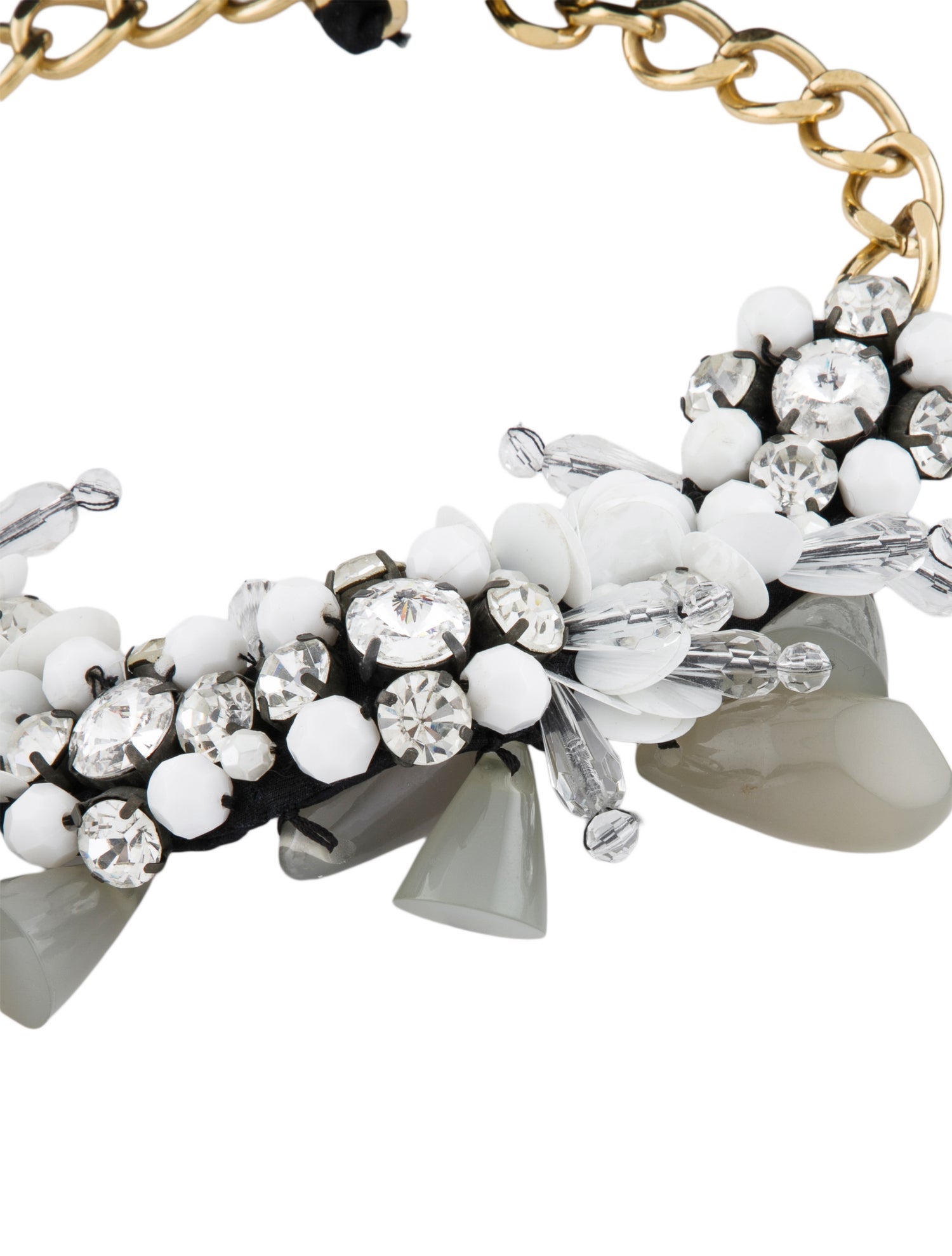 Marni Crystal, Resin, Ribbon & Bead Chain Collar Pendant Necklace