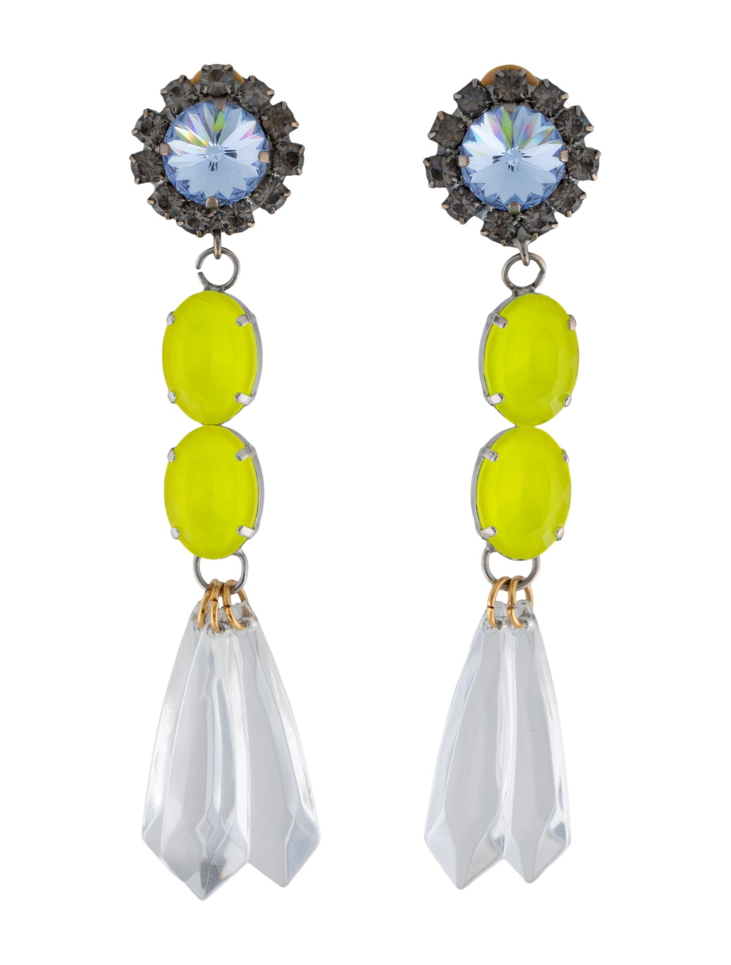 Marni Crystal & Resin Drop Clip On Earrings