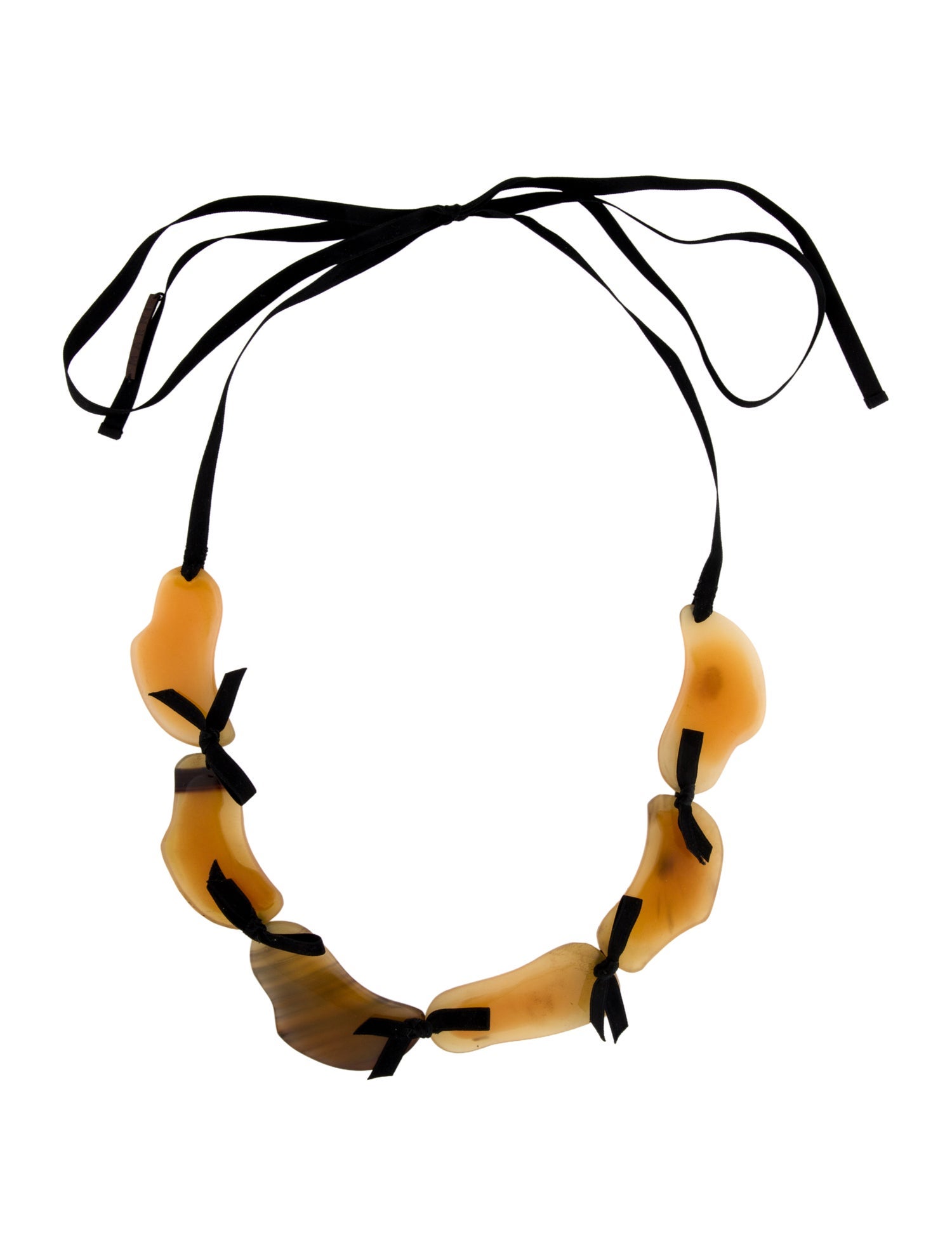 Marni Horn, Silk Cord & Resin Collar Necklace