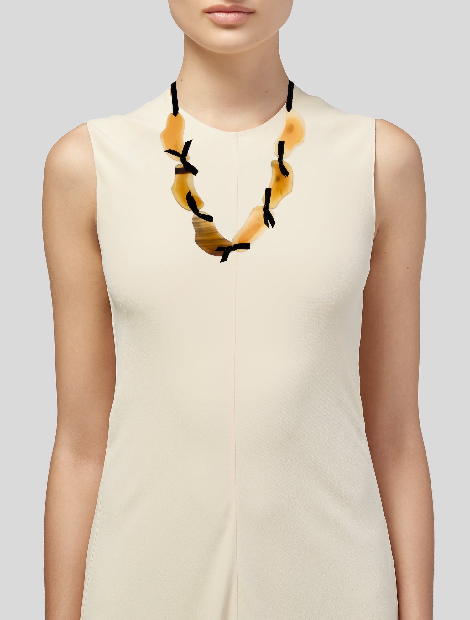 Marni Horn, Silk Cord & Resin Collar Necklace