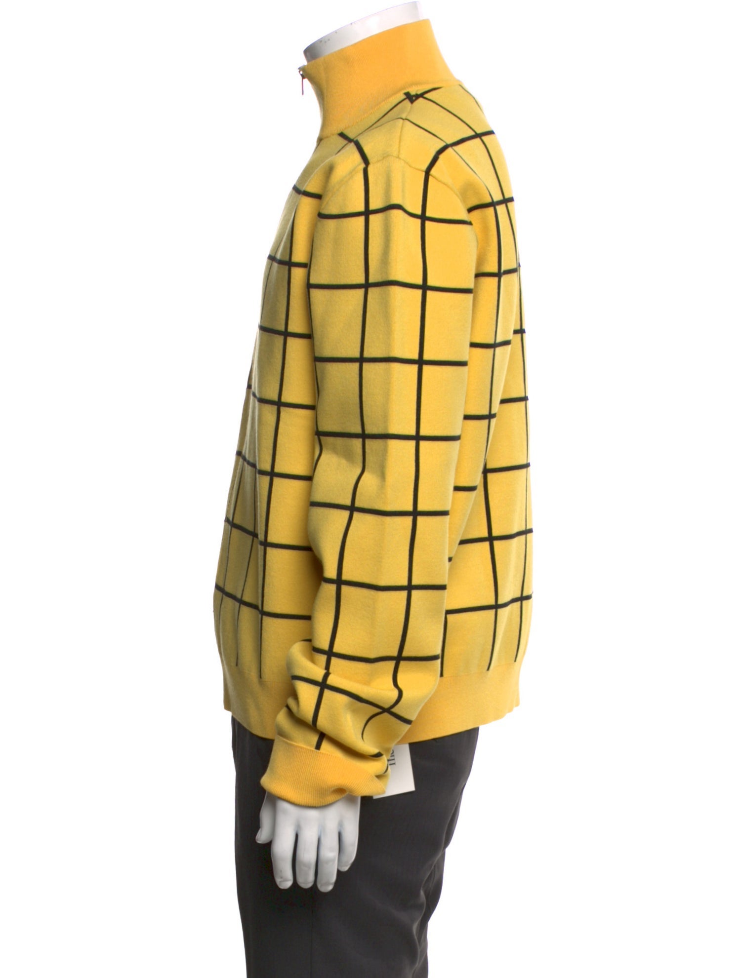 Marni Plaid Print Mock Neck Cardigan