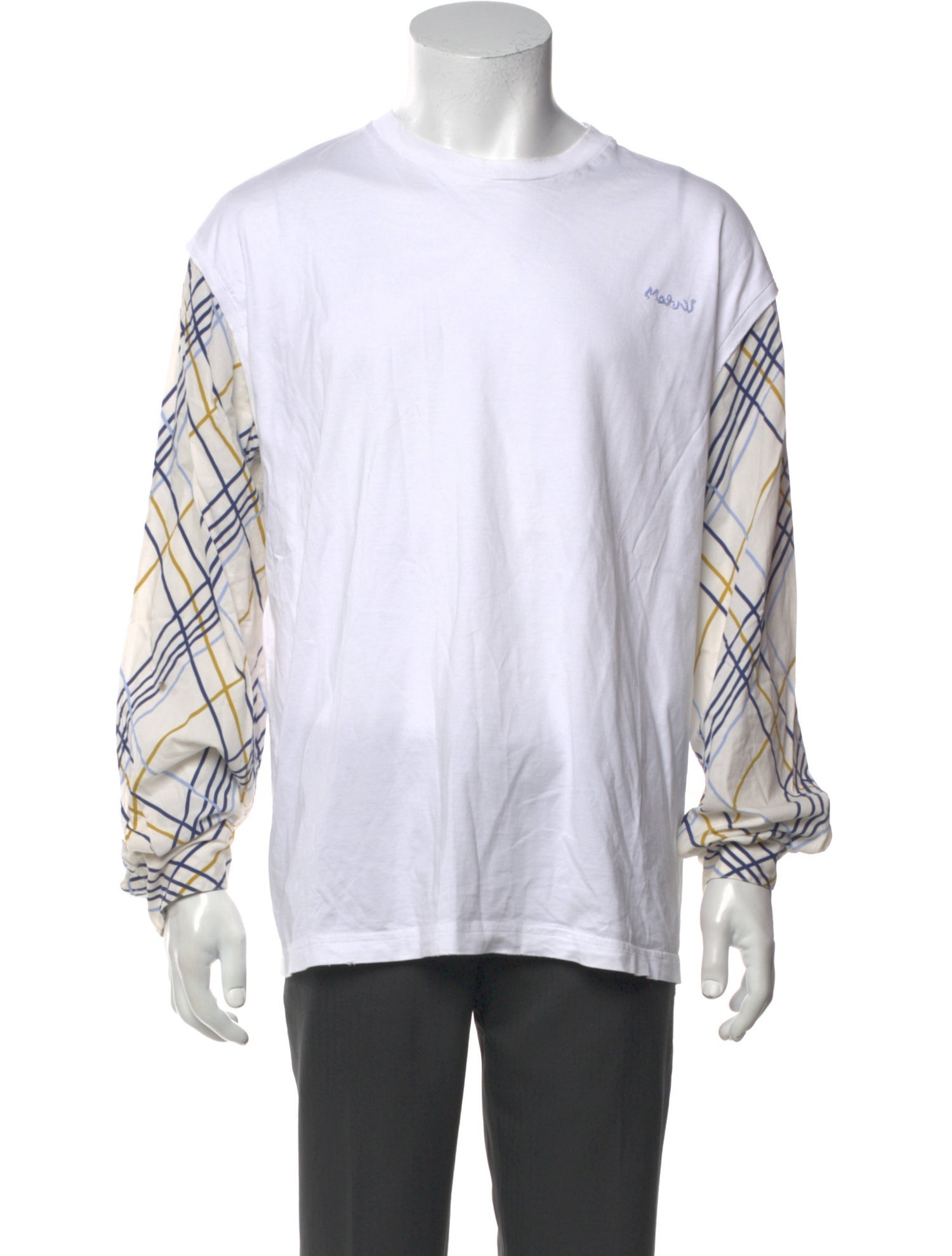 Marni Plaid Print Crew Neck T-Shirt