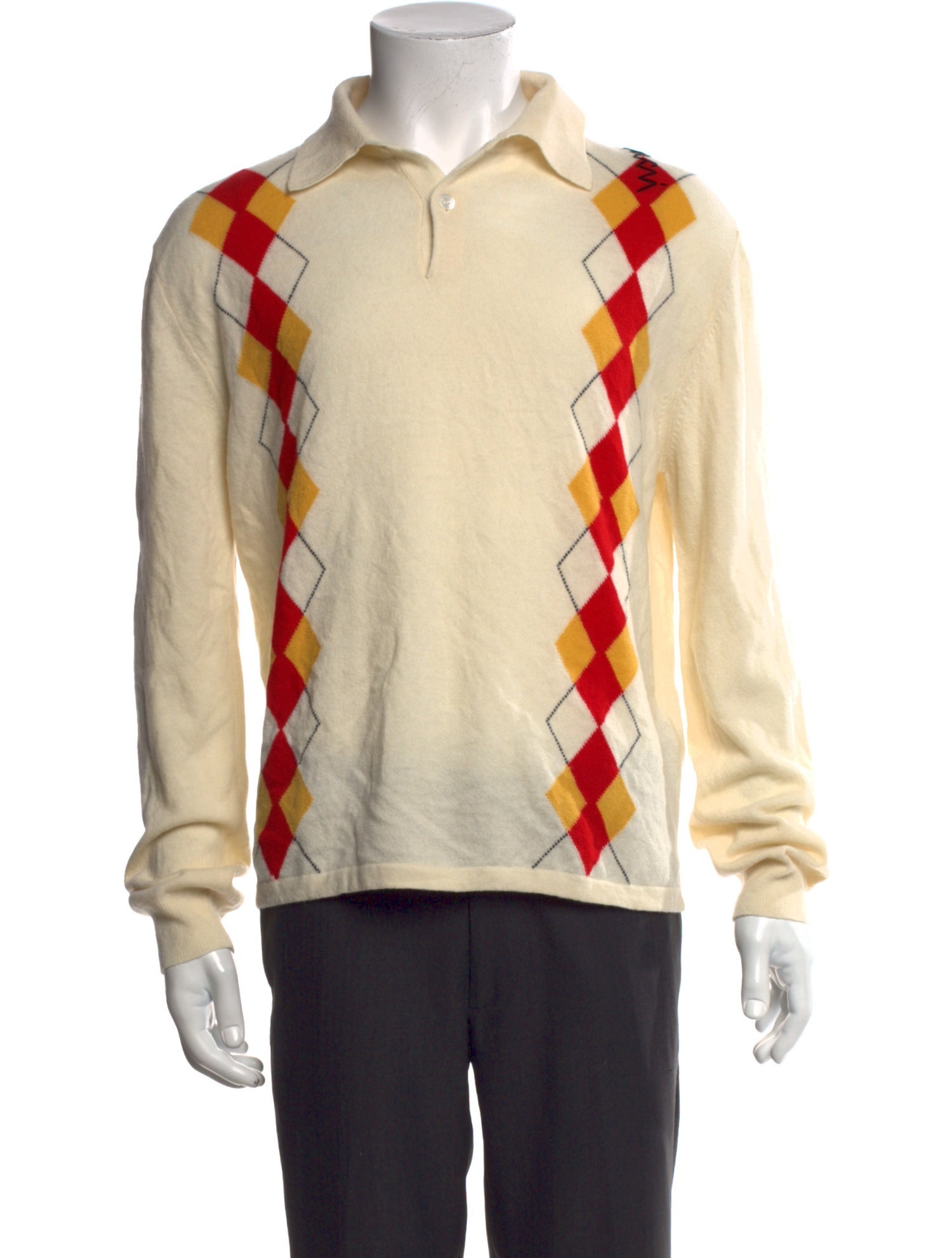 Marni Virgin Wool Colorblock Pattern Polo Shirt