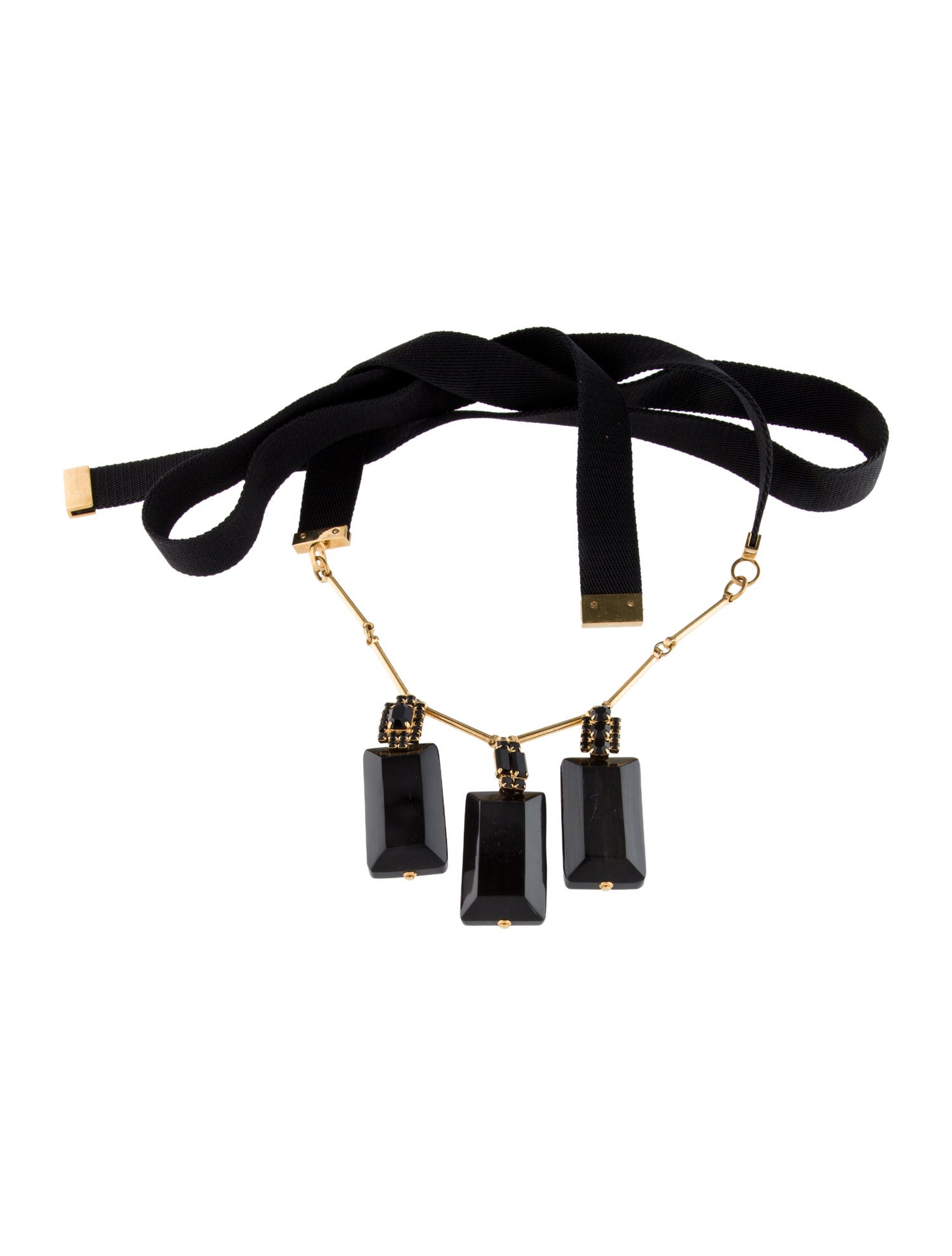 Marni Crystal & Fabric Pendant Necklace