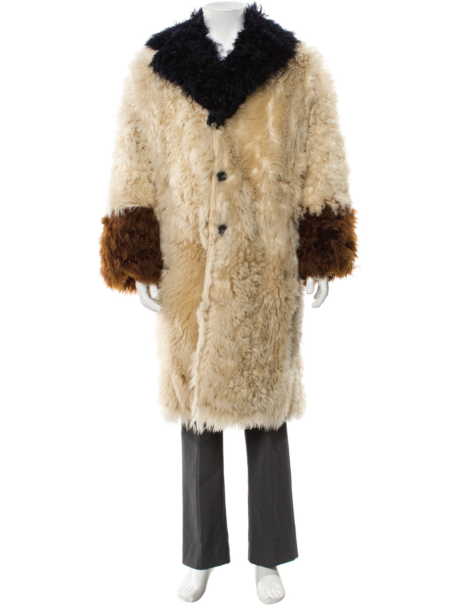 Marni Lamb Fur Colorblock Pattern Parka w/ Tags