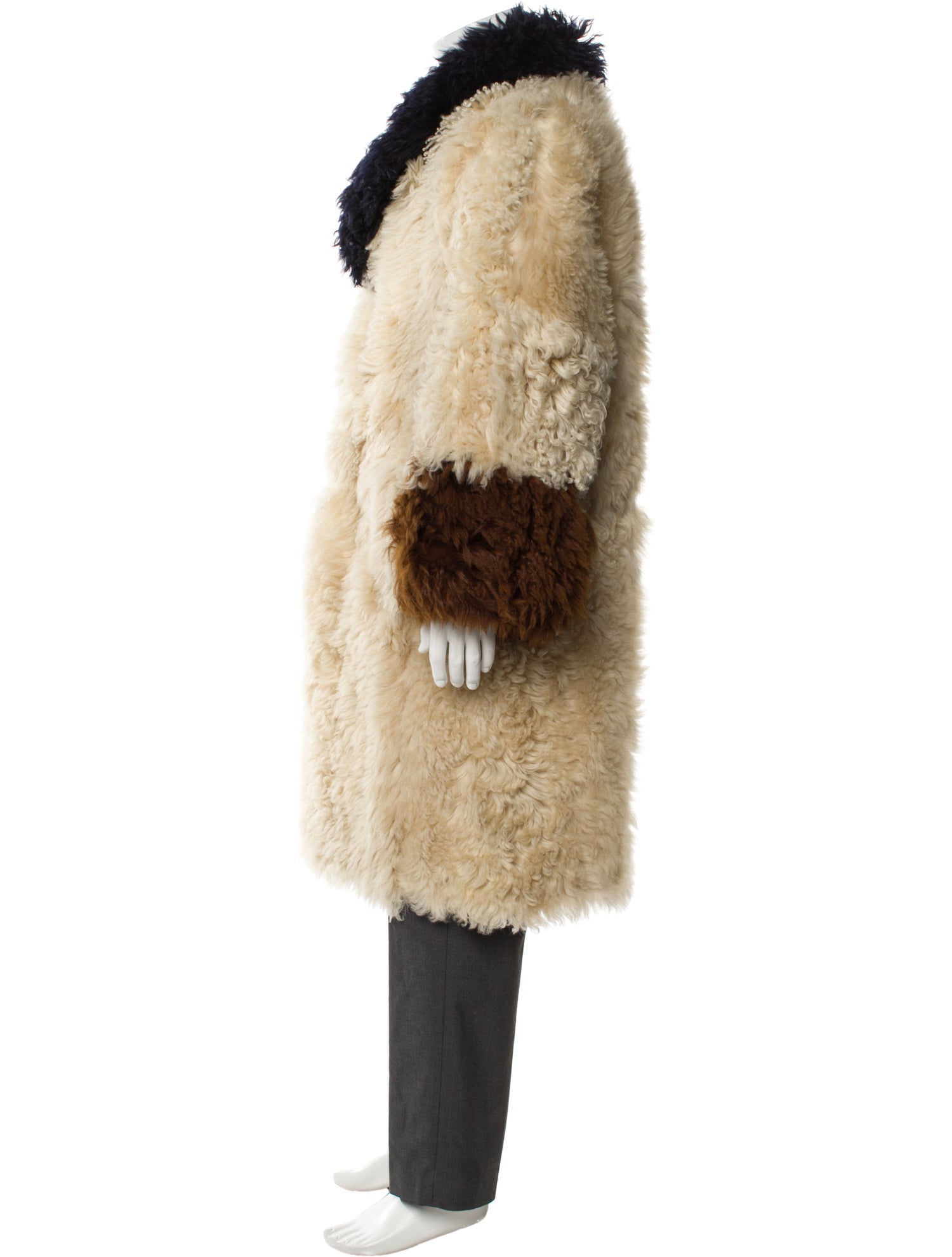 Marni Lamb Fur Colorblock Pattern Parka w/ Tags
