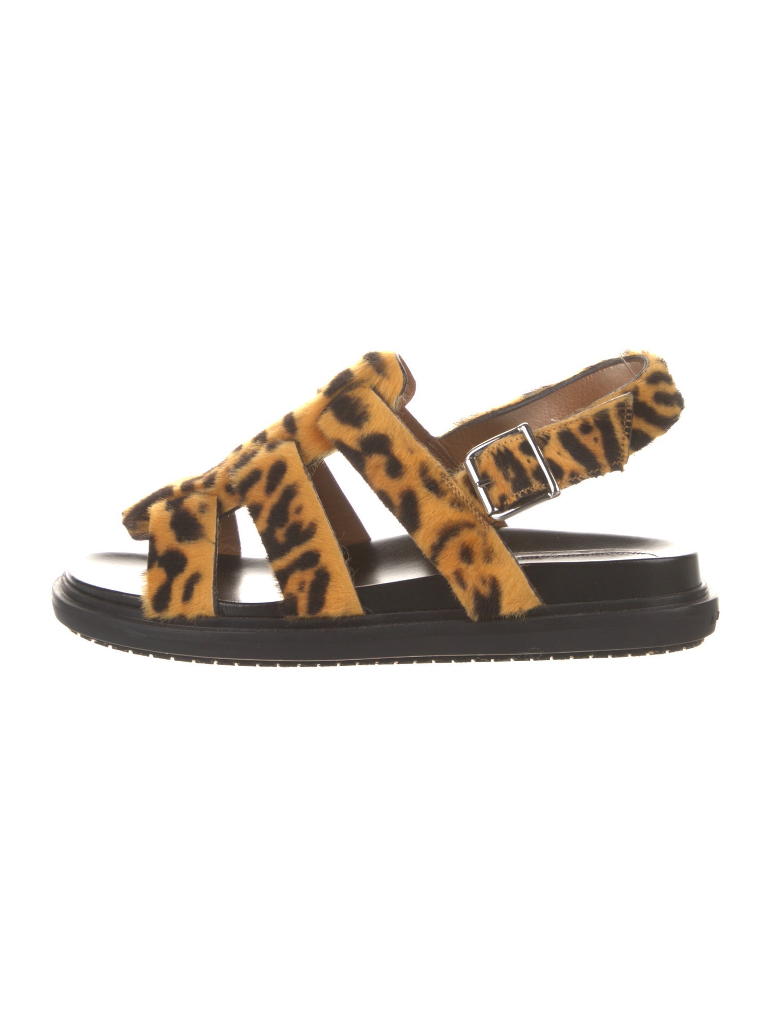 Marni Ponyhair Animal Print Slingback Sandals