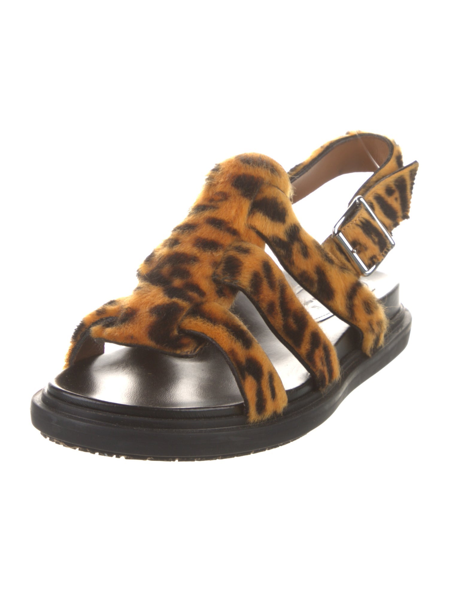 Marni Ponyhair Animal Print Slingback Sandals